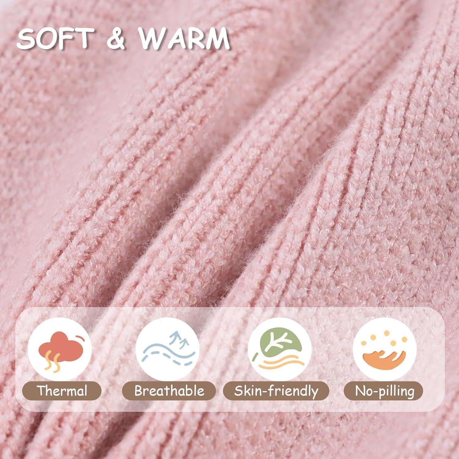 Gorro Beanie de Invierno MniJiza para Bebés 0-6 Meses Rosa