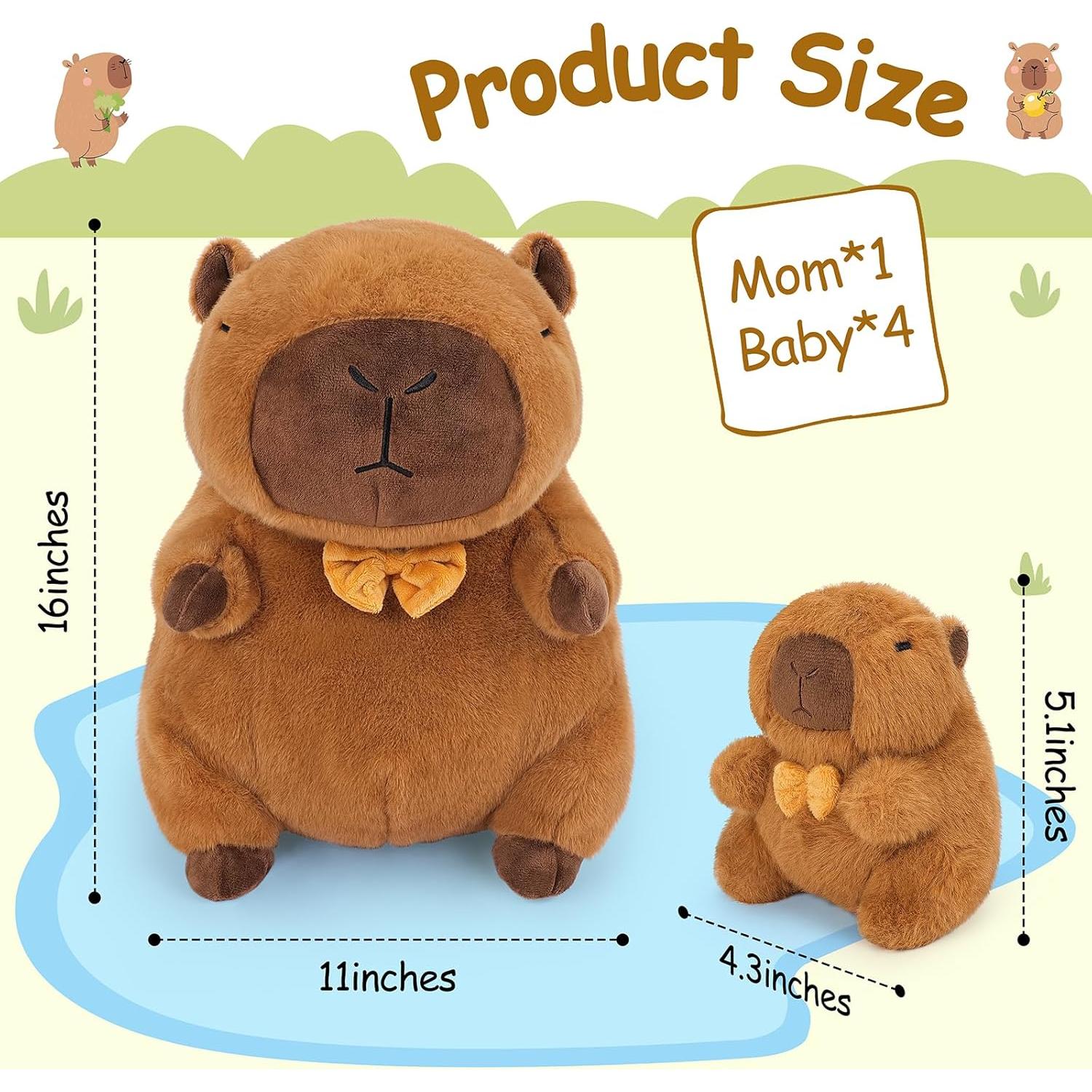 Peluche Familiar de Capybara Achwishap 5 Piezas 40 cm