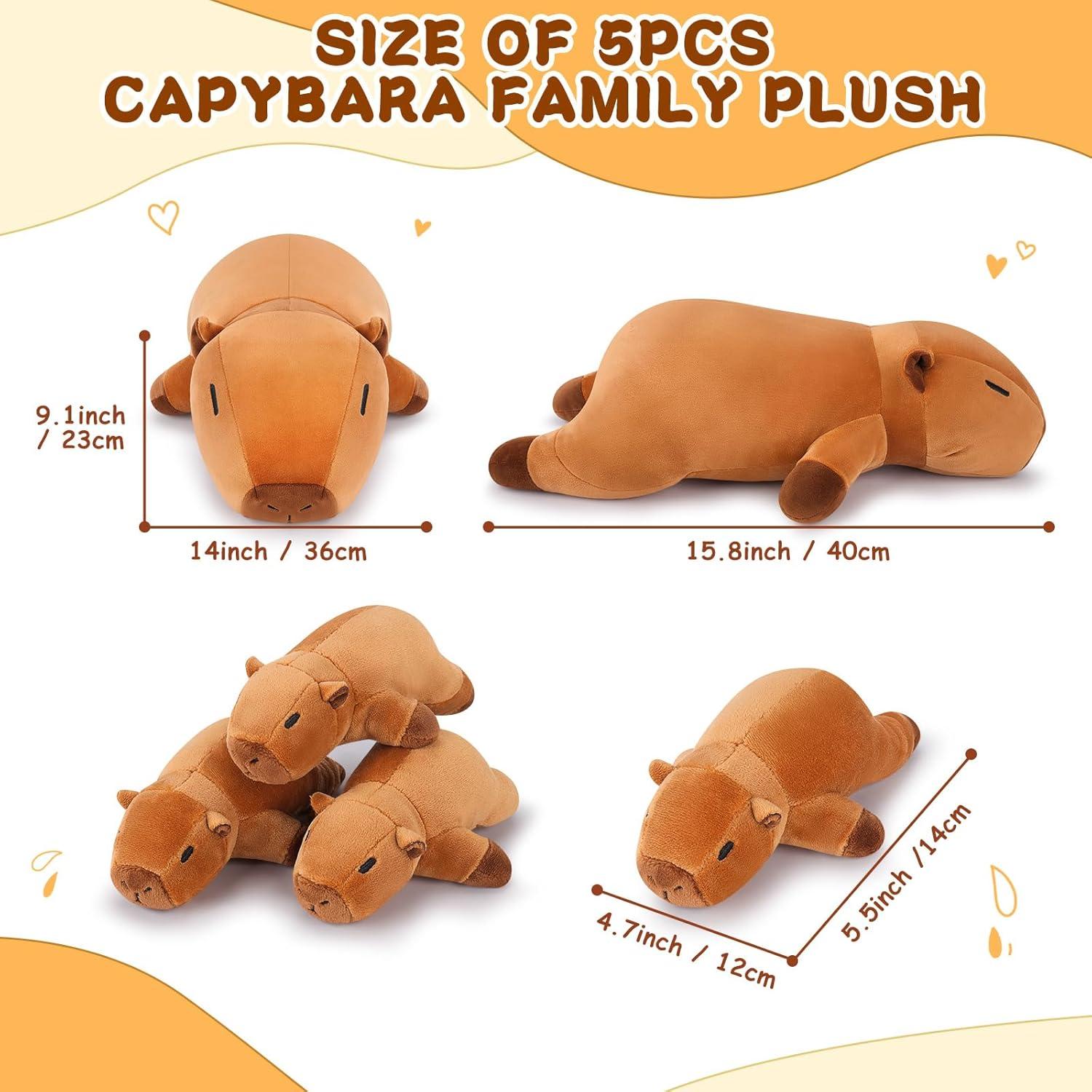Familia de Peluches Capybara Auspicious - 5 Piezas, Mamá 50.8 cm