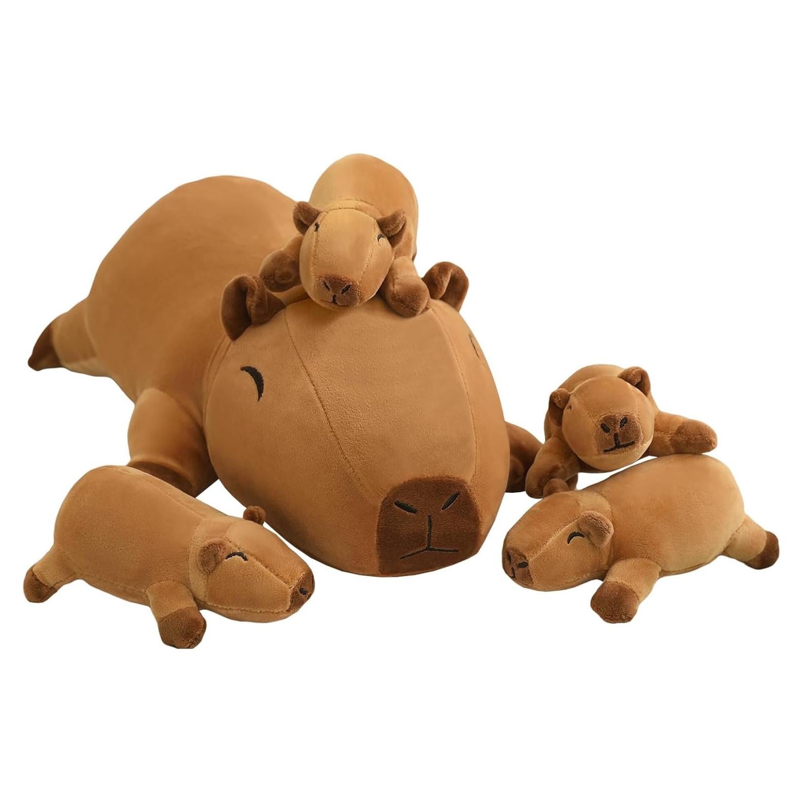 Peluche Capibara TOYSYM con 4 Bebés Suaves 40x30 cm