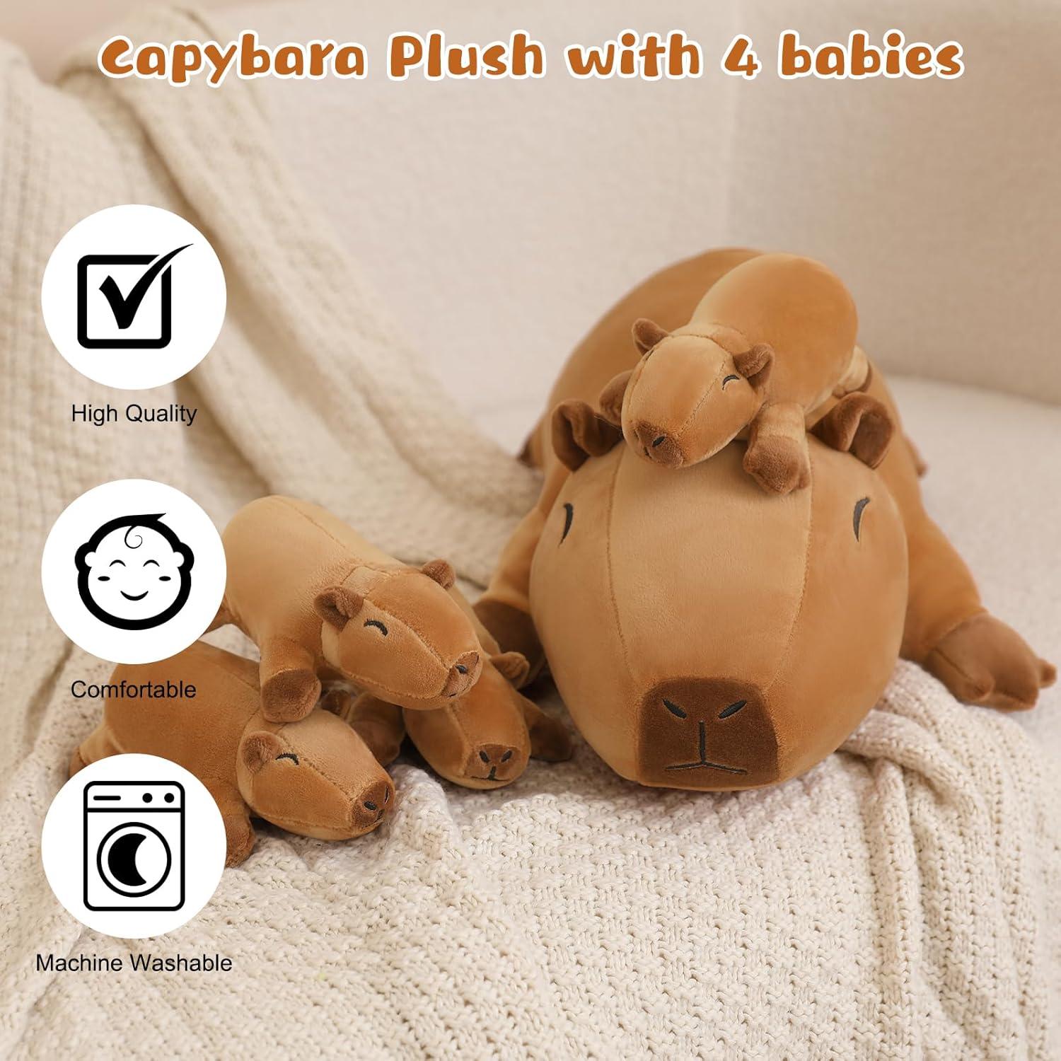 Peluche Capibara TOYSYM con 4 Bebés Suaves 40x30 cm
