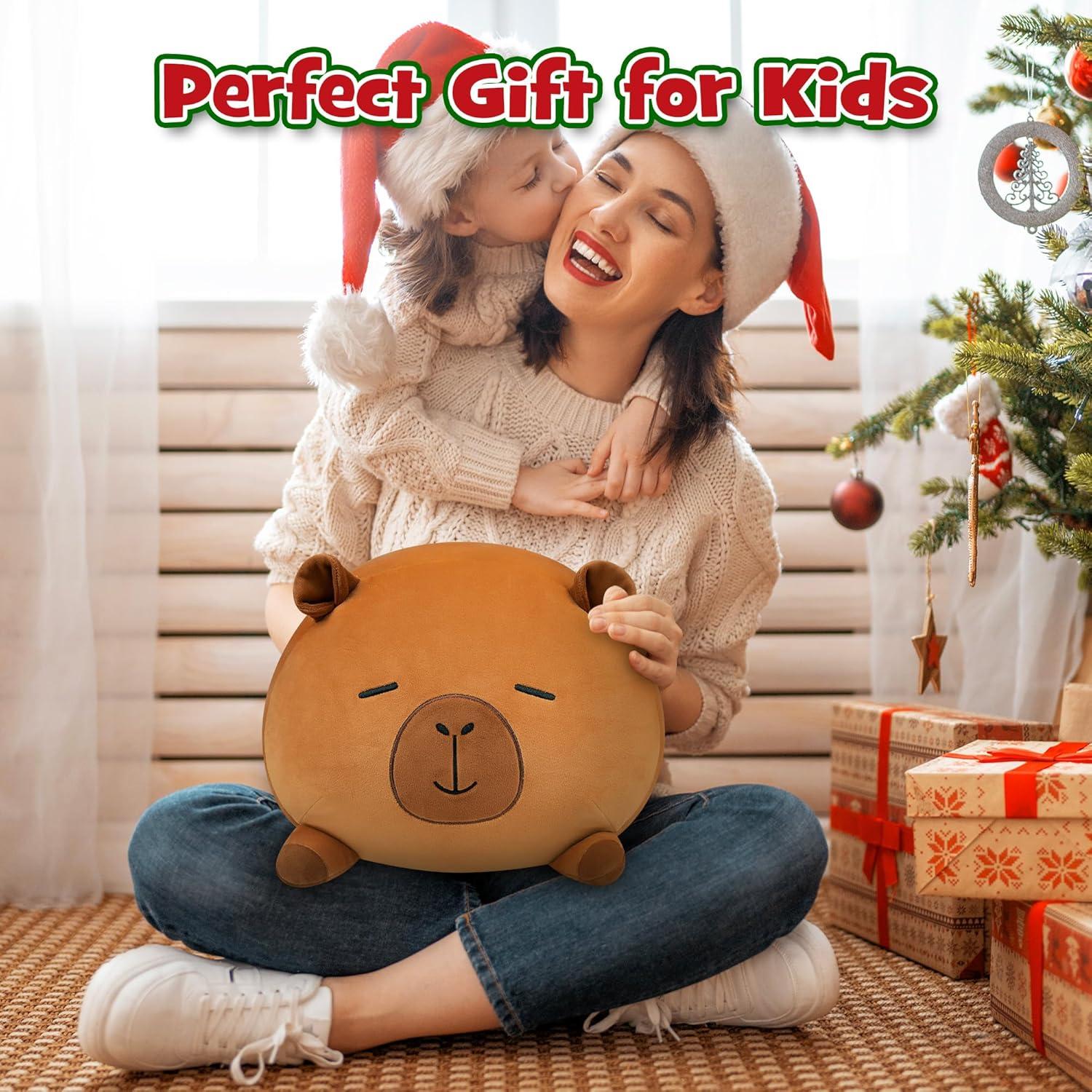 Peluche Capibara YIIQUWEN con 4 Bebés Suaves 37.5x32.5 cm