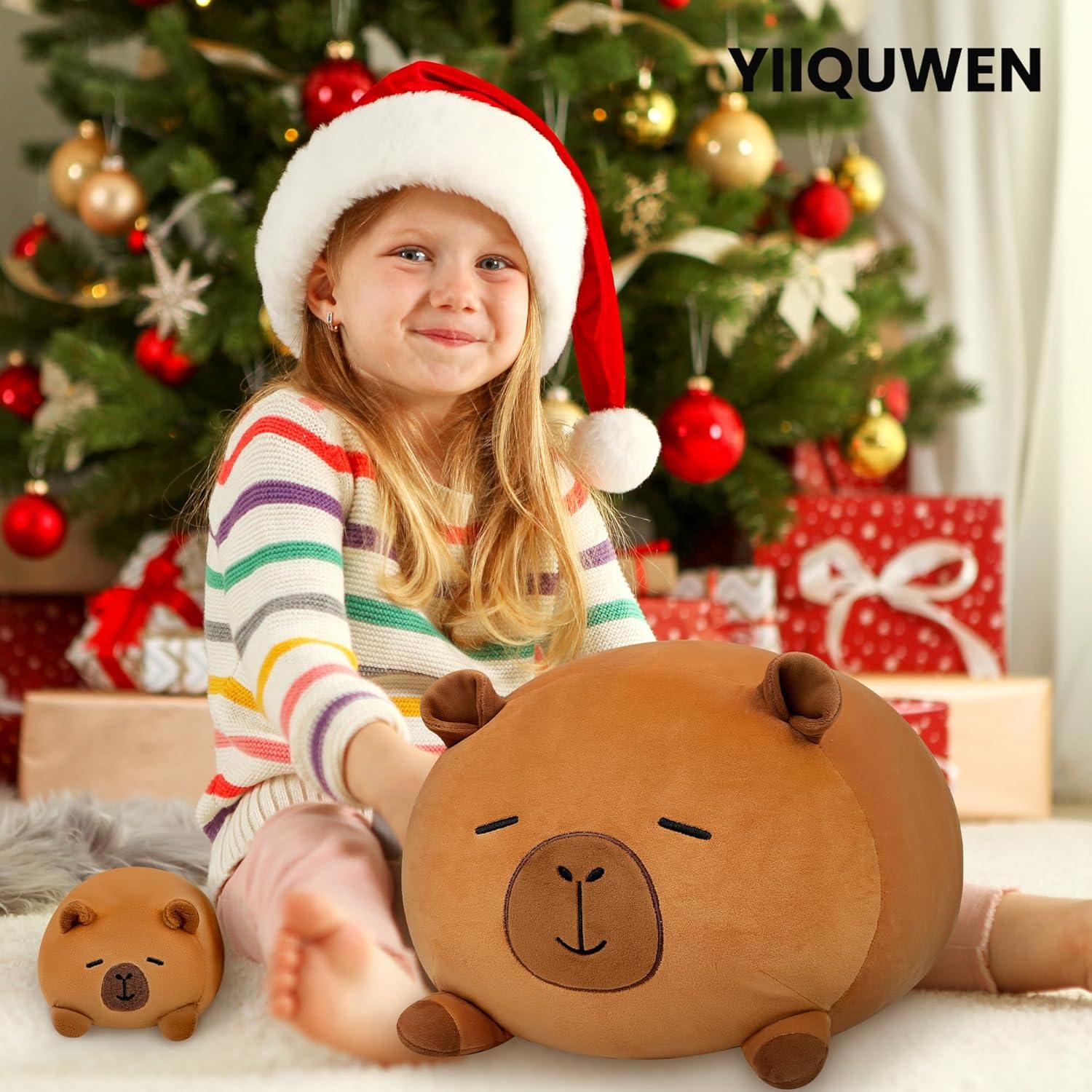 Peluche Capibara YIIQUWEN con 4 Bebés Suaves 37.5x32.5 cm