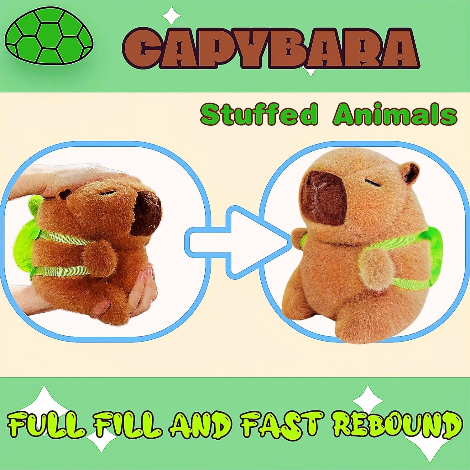 Peluches Capibara con Mochila de Tortuga 22.9 cm LoYuSenn