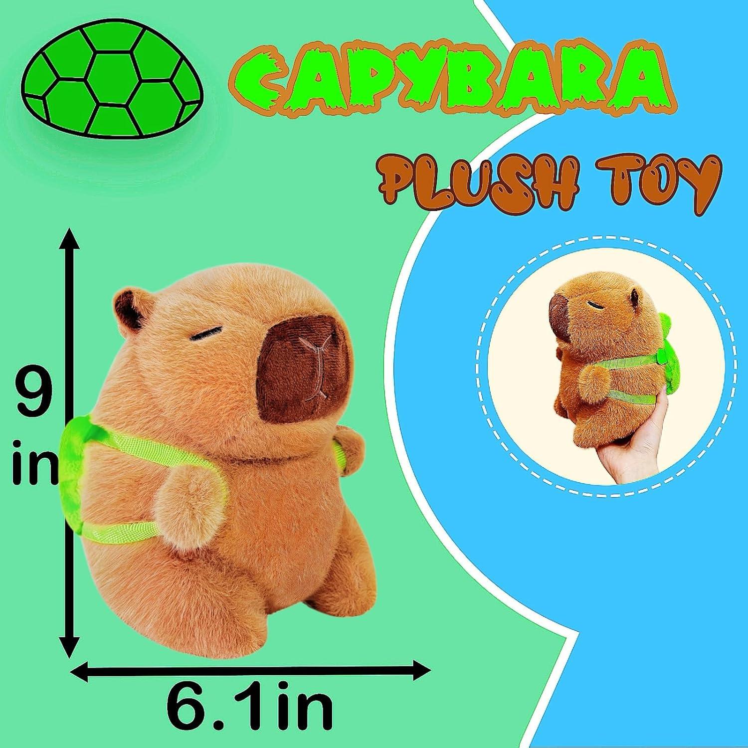 Peluches Capibara con Mochila de Tortuga 22.9 cm LoYuSenn
