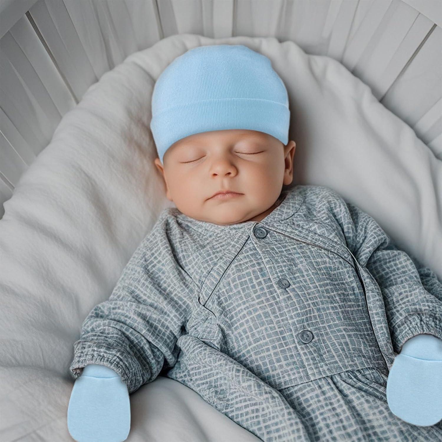 Conjunto Gorro y Manoplas Bebé Algodón Suave 0-6 Meses
