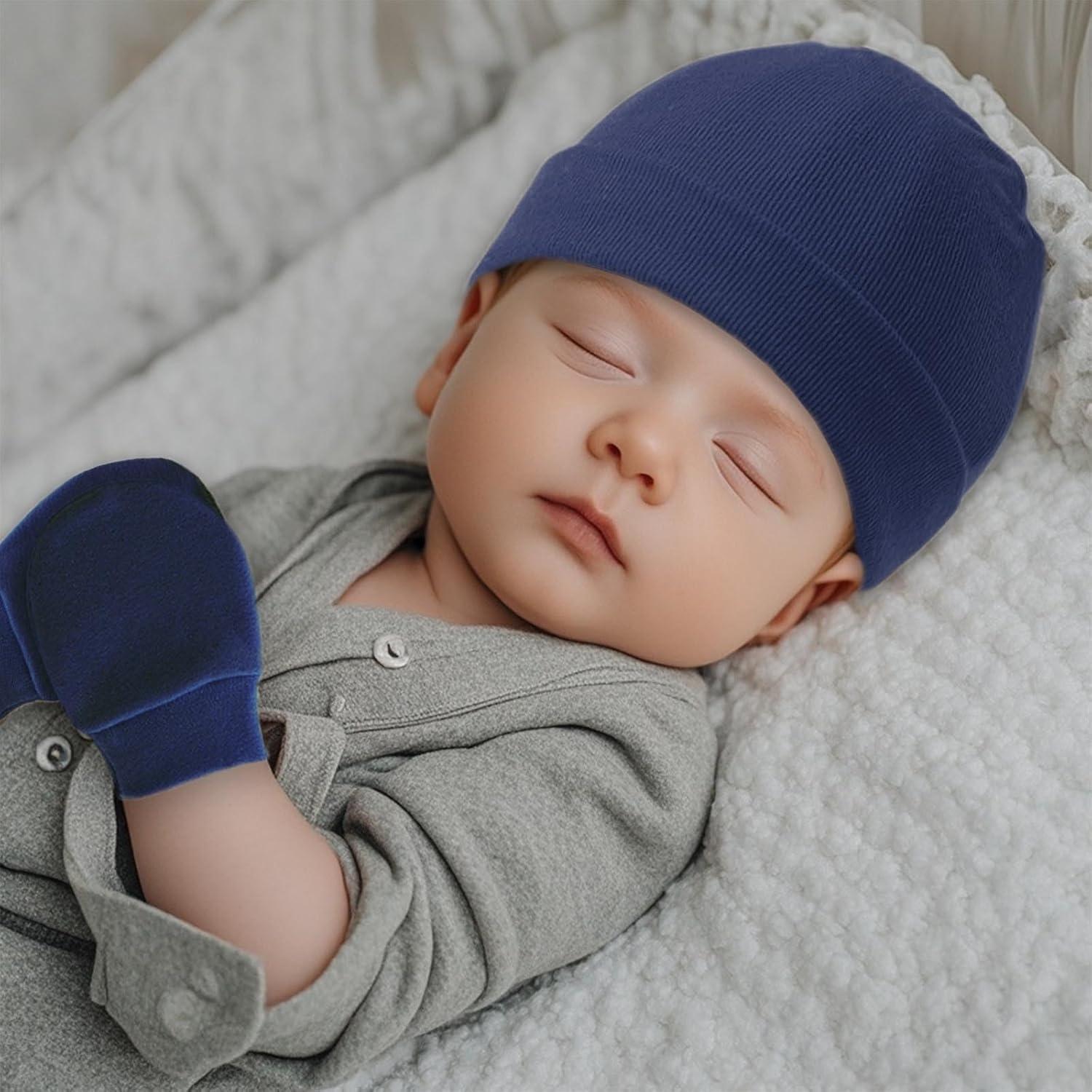 Conjunto Gorro y Manoplas Bebé Algodón Suave 0-6 Meses