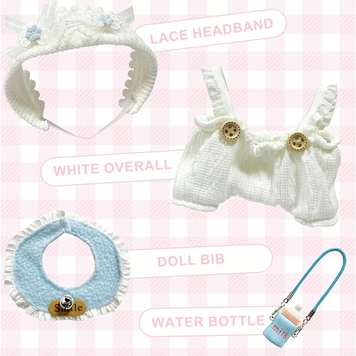 Conjunto de Ropa para Muñeca Labubu 4 Piezas con Diademas