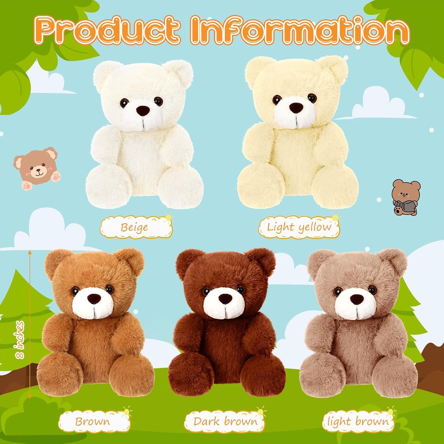 Conjunto de 5 Ositos de Peluche HyDren 20 cm en 5 Colores