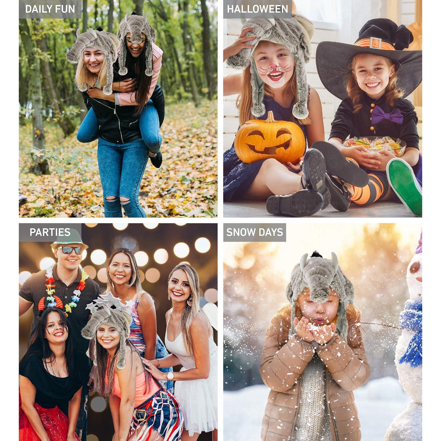 Sombrero de Peluche Elefante Gris DolliBu - Talla Única