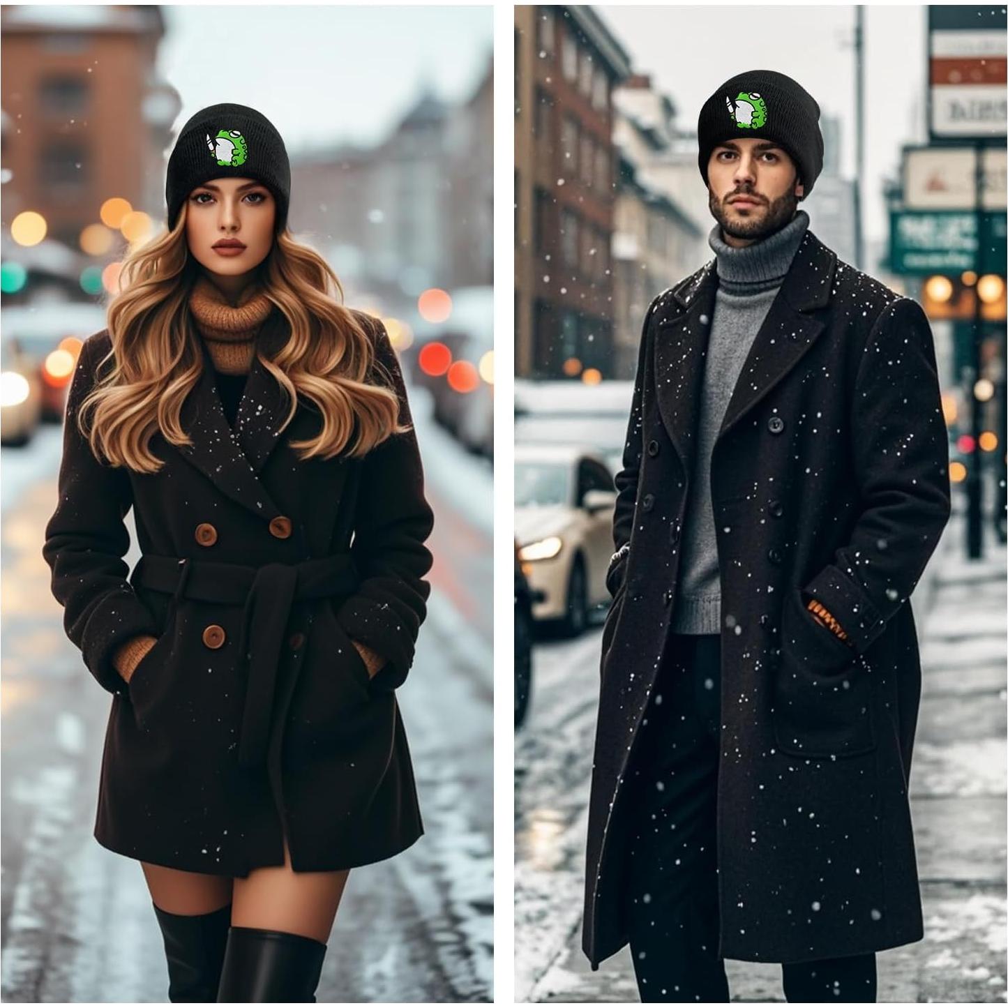 Gorro Tejido Unisex Kawaii Rana Gótico - Regalo Divertido