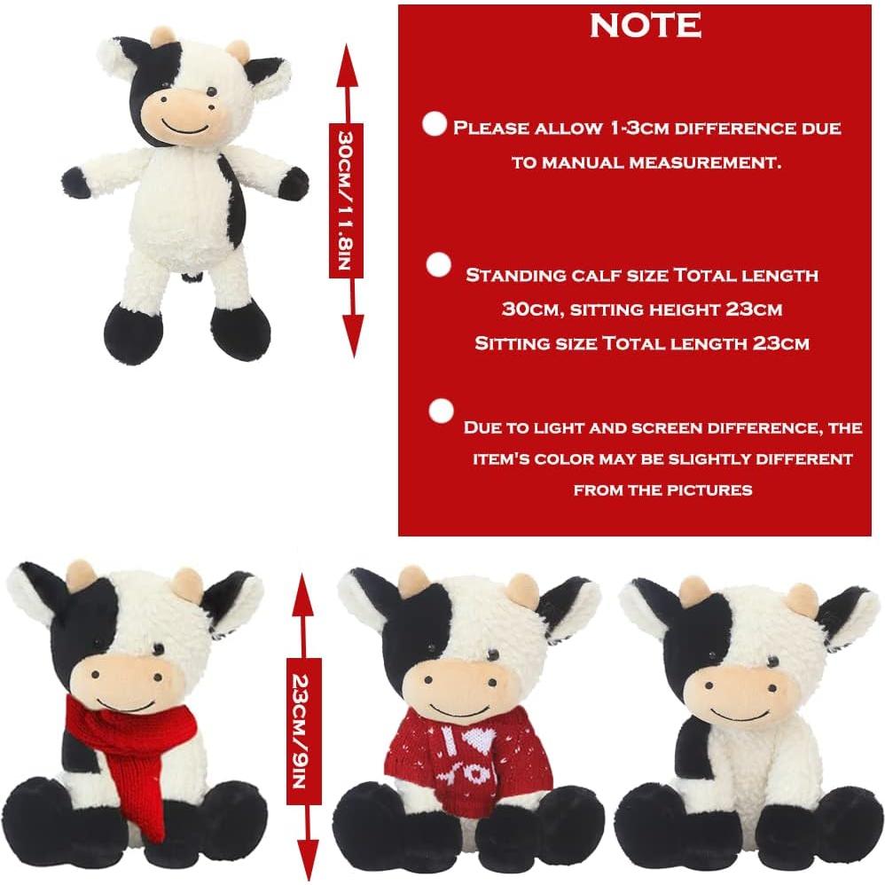 Juguete de Peluche de Vaca ZXMBEDDINGS 30 cm Suave y Lindo