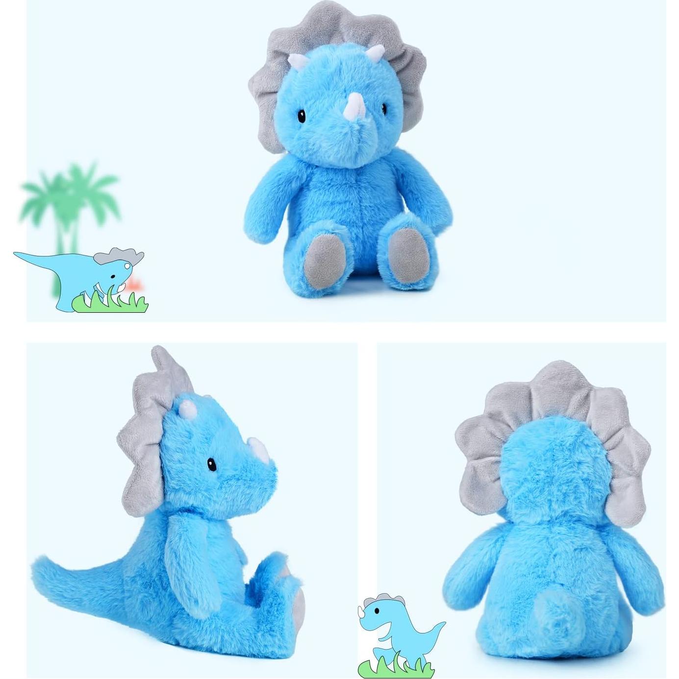 Juguete de Peluche Triceratops Azul VANLINNY 22.86 cm Suave