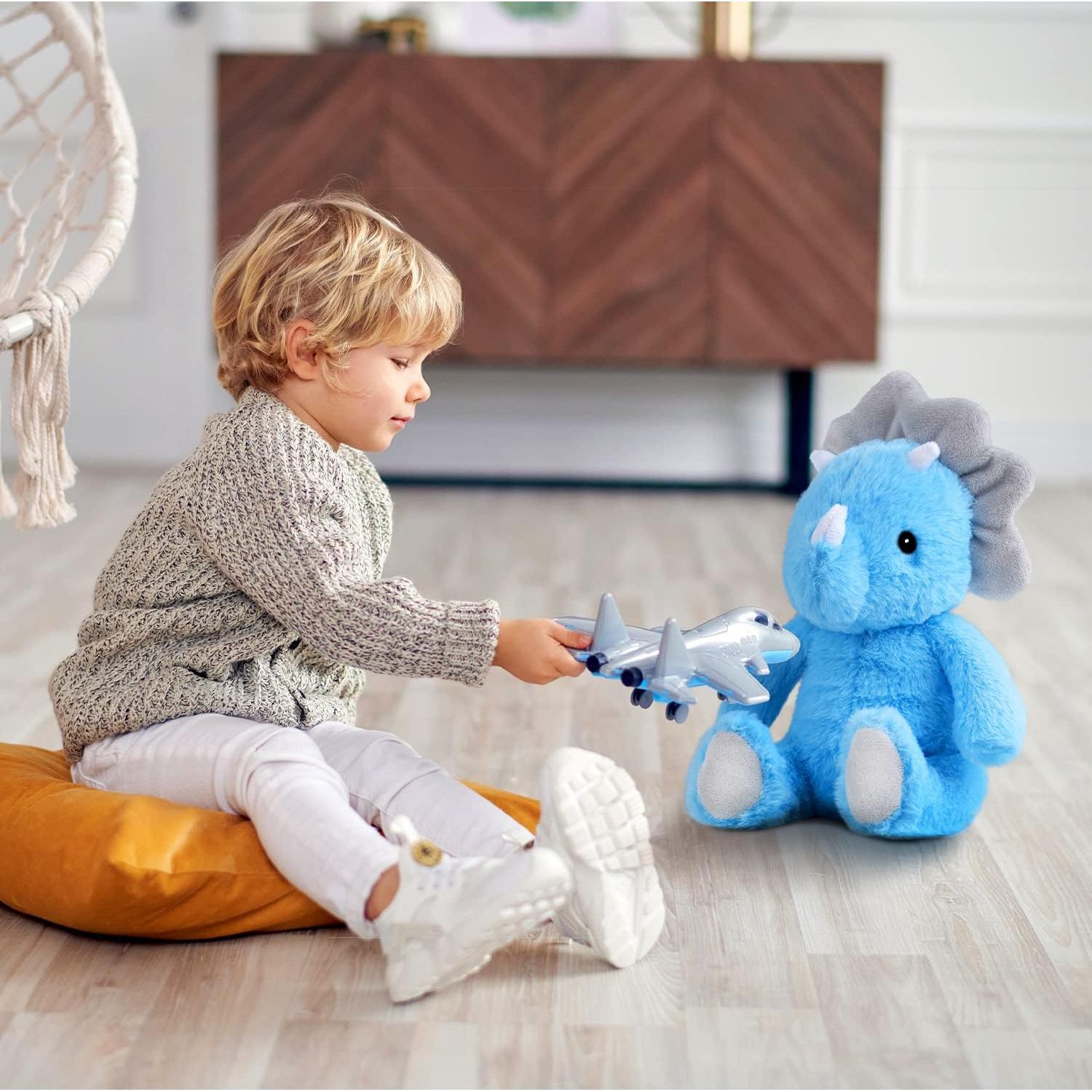 Juguete de Peluche Triceratops Azul VANLINNY 22.86 cm Suave