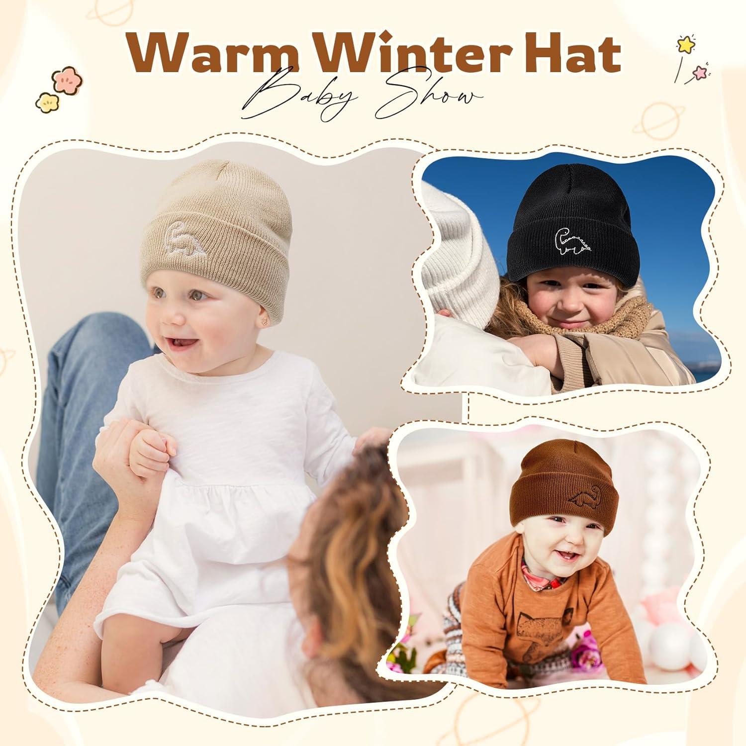 Gorrito de Invierno Unisex Durio con Diseño de Dinosaurio 0-3 Años