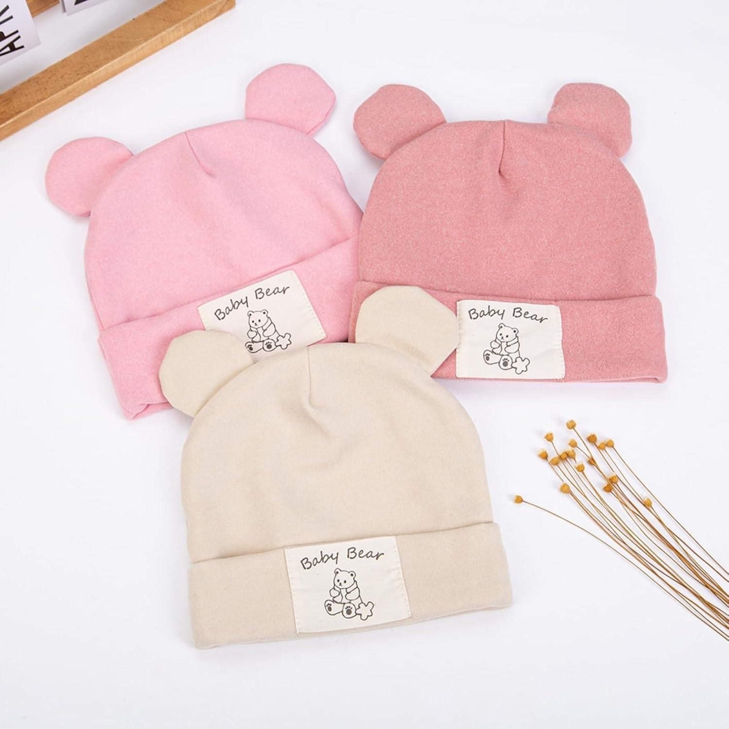 Gorro de Oso KIDOCHEESE para Bebé Niña - 3 Colores Suaves