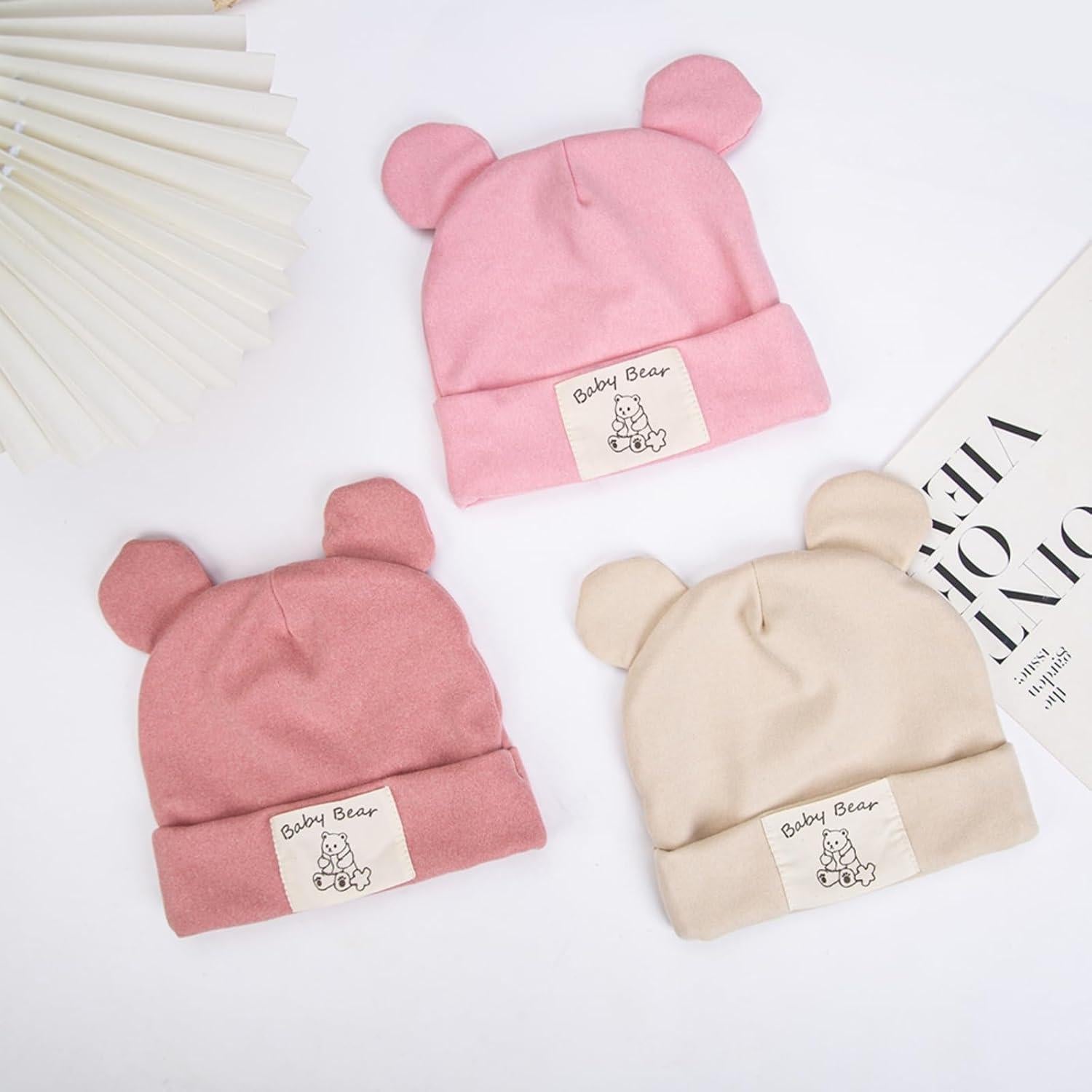 Gorro de Oso KIDOCHEESE para Bebé Niña - 3 Colores Suaves