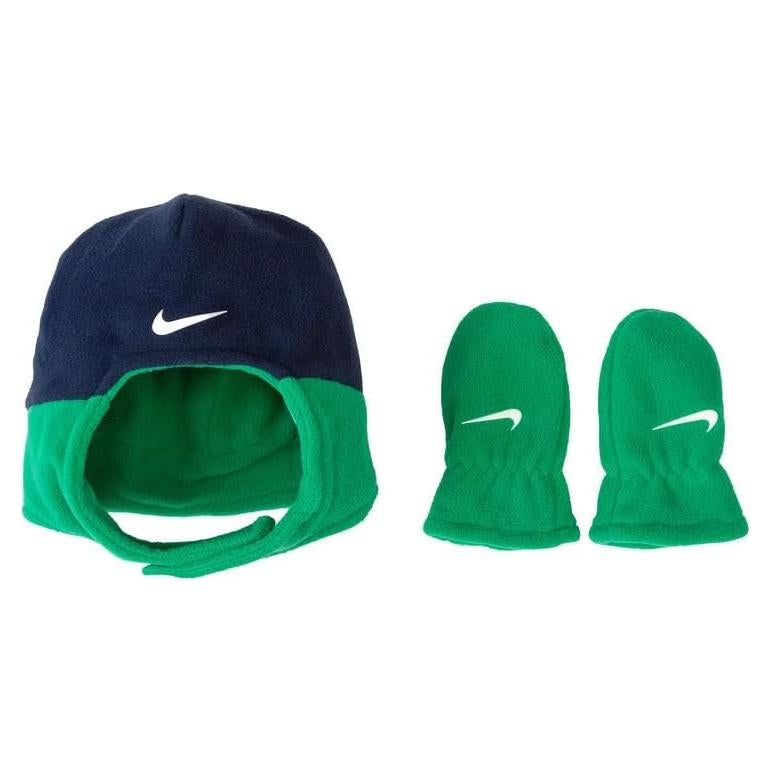 Conjunto de gorro y manoplas Nike para bebés - Talla única - Azul/Verde