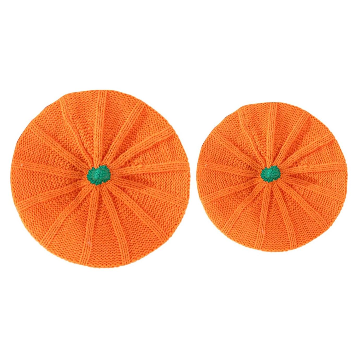 Gorro Beanie Calabaza Halloween Padre-Hijo Naranja Suave