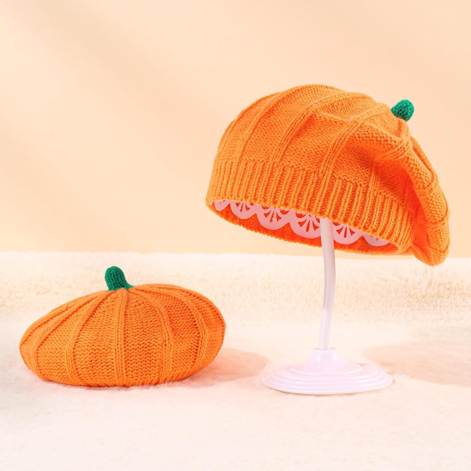 Gorro Beanie Calabaza Halloween Padre-Hijo Naranja Suave
