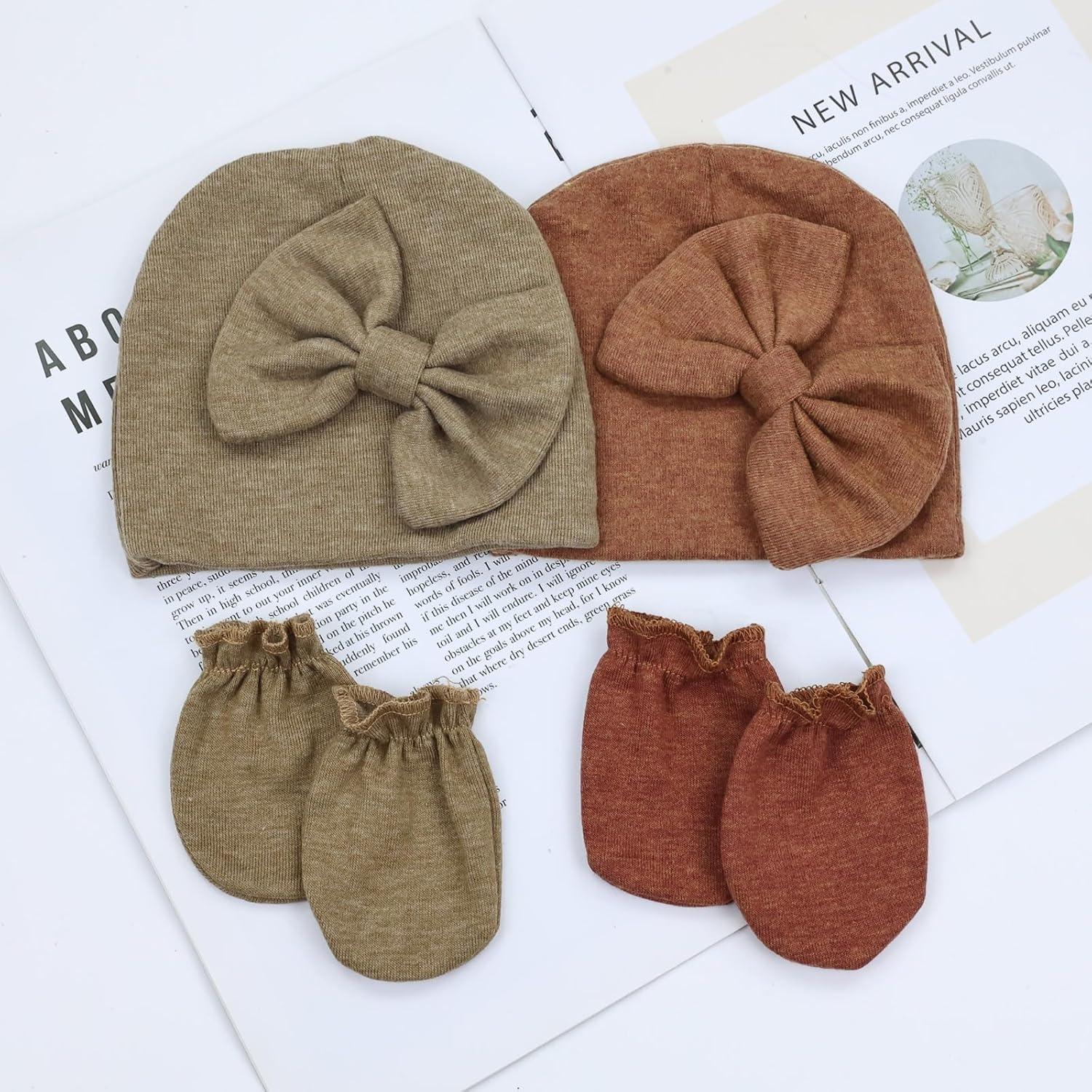 Conjunto de Sombreros Turbante y Manoplas para Bebés Cinaci