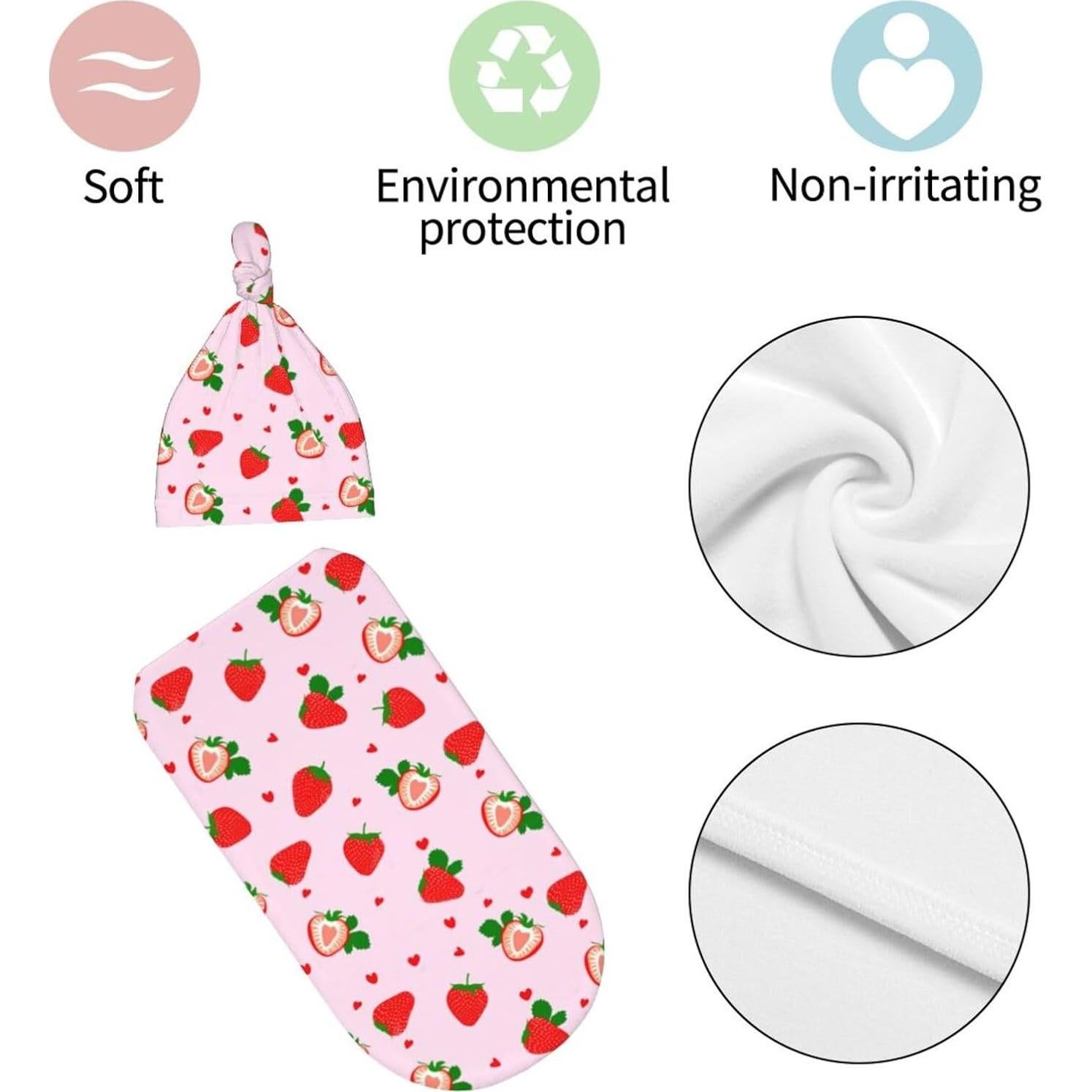 Manta de Envolver Fresa Lcokin para Recién Nacidos 52.8x29 cm