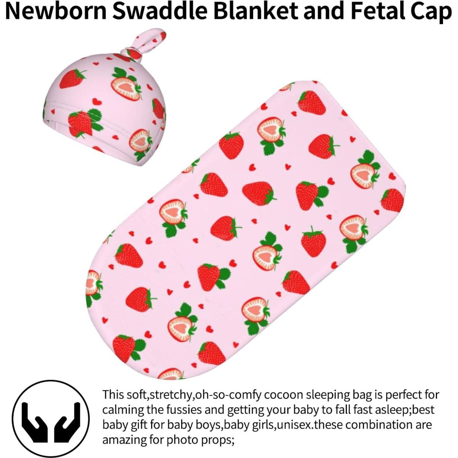 Manta de Envolver Fresa Lcokin para Recién Nacidos 52.8x29 cm