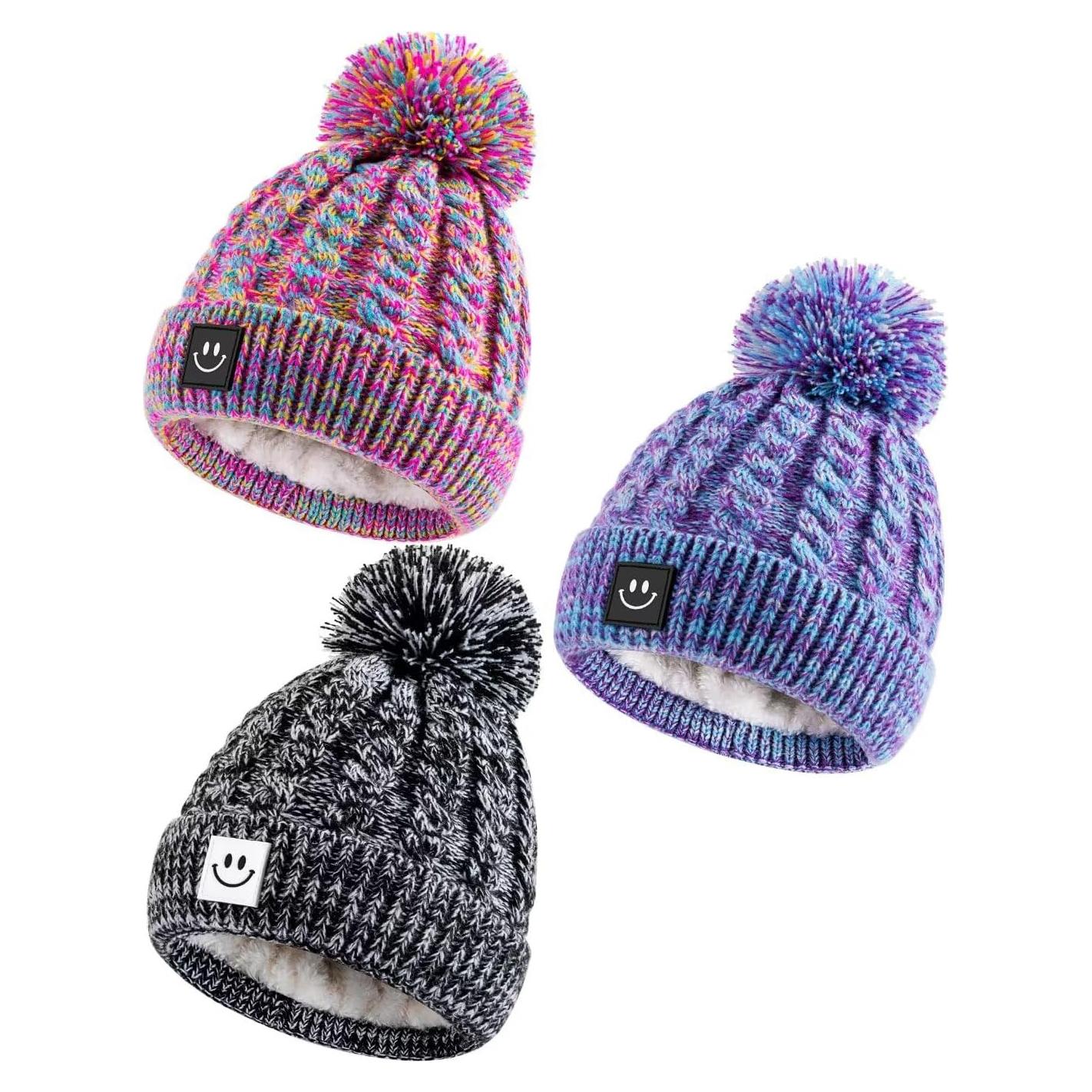 Gorro Beanie para Bebé Hispeka 3 Paquetes con Pompones