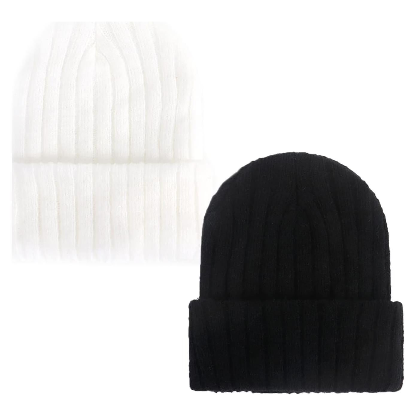 Gorro de lana para bebé turbante negro y blanco - 2 unidades