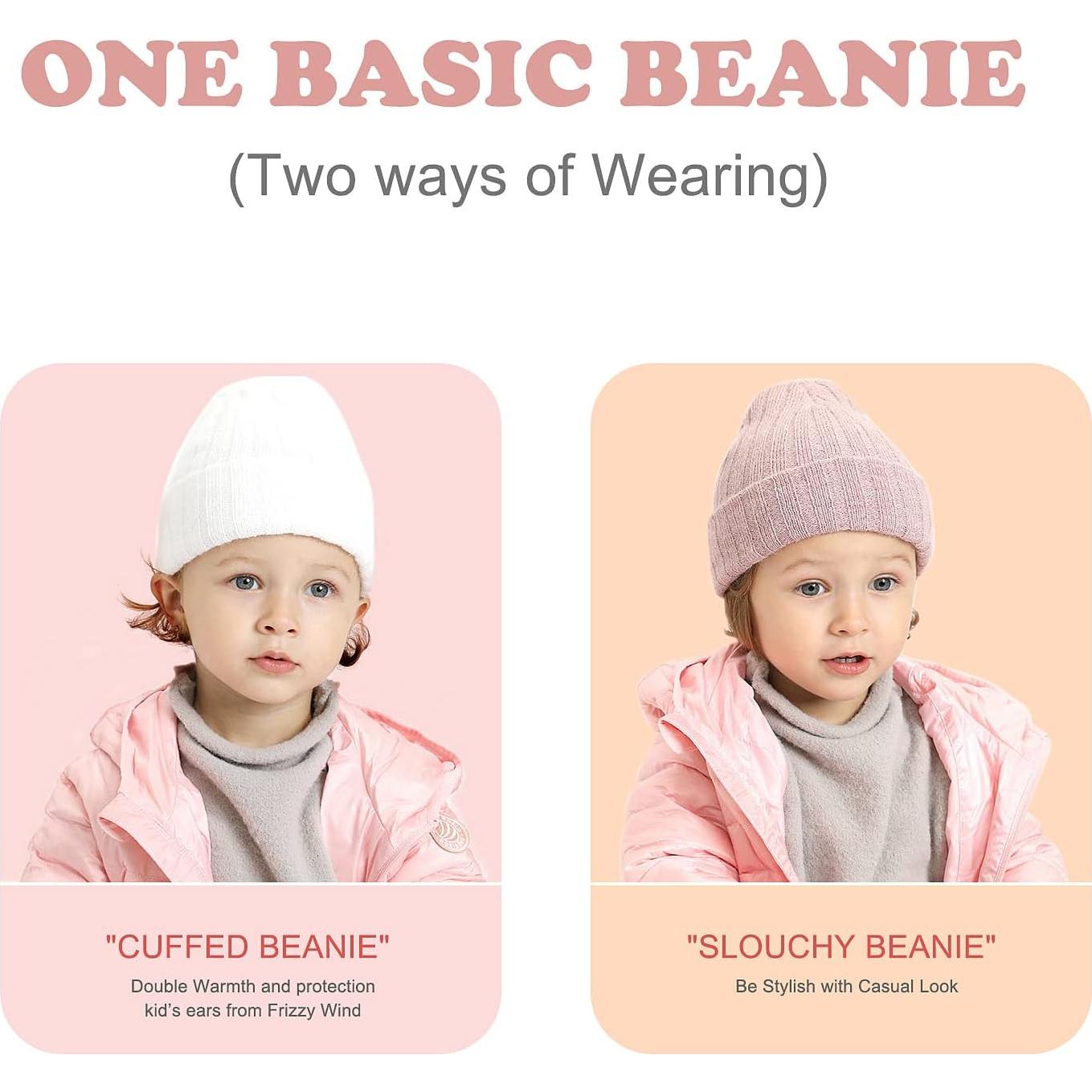 Gorro de lana para bebé turbante negro y blanco - 2 unidades