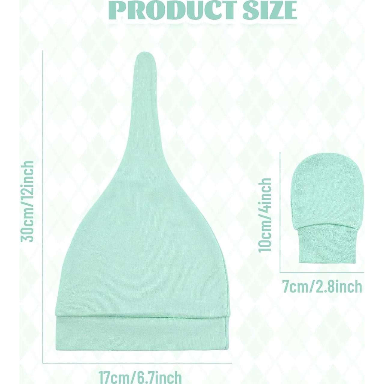 Cinaci 6 Conjuntos Gorro Turbante y Mitones Bebés 3-9 Meses