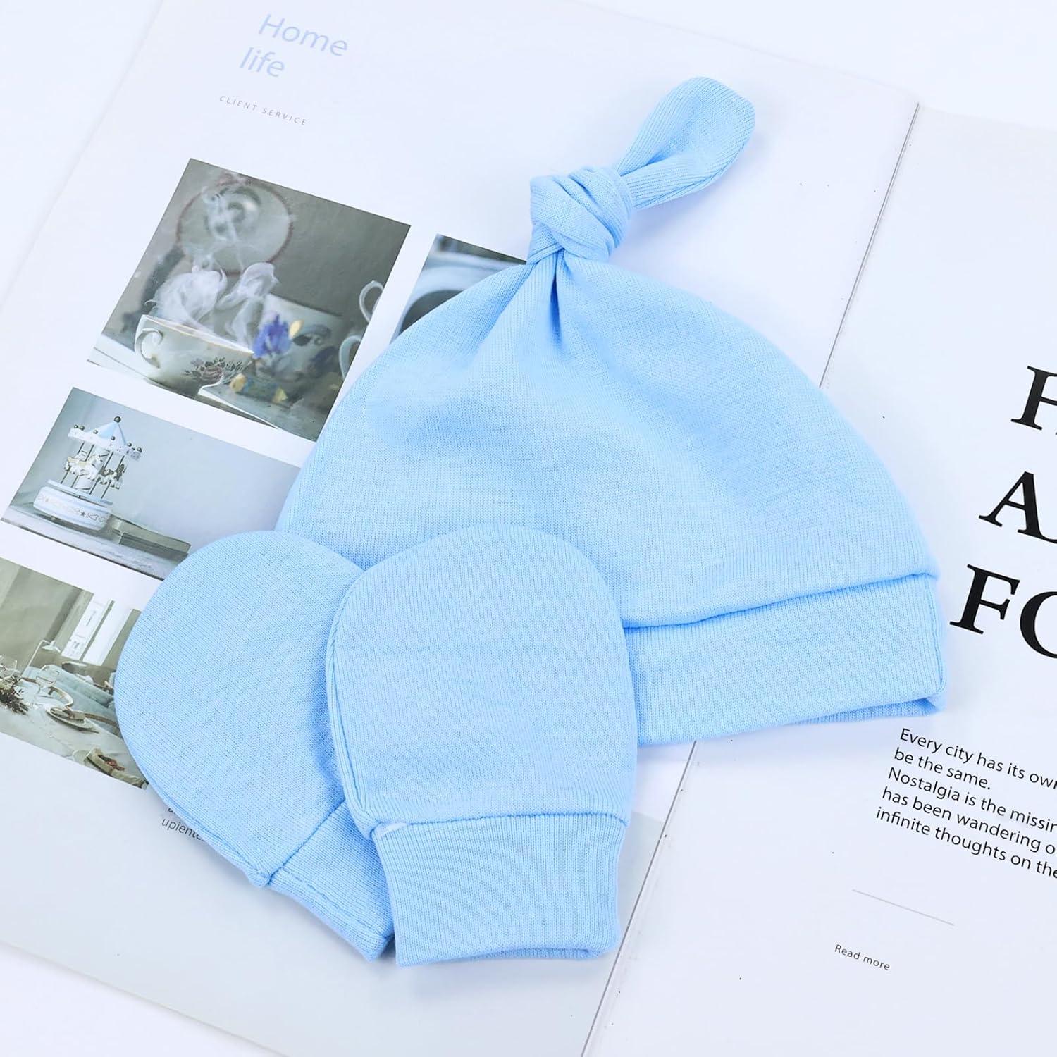 Cinaci 6 Conjuntos Gorro Turbante y Mitones Bebés 3-9 Meses