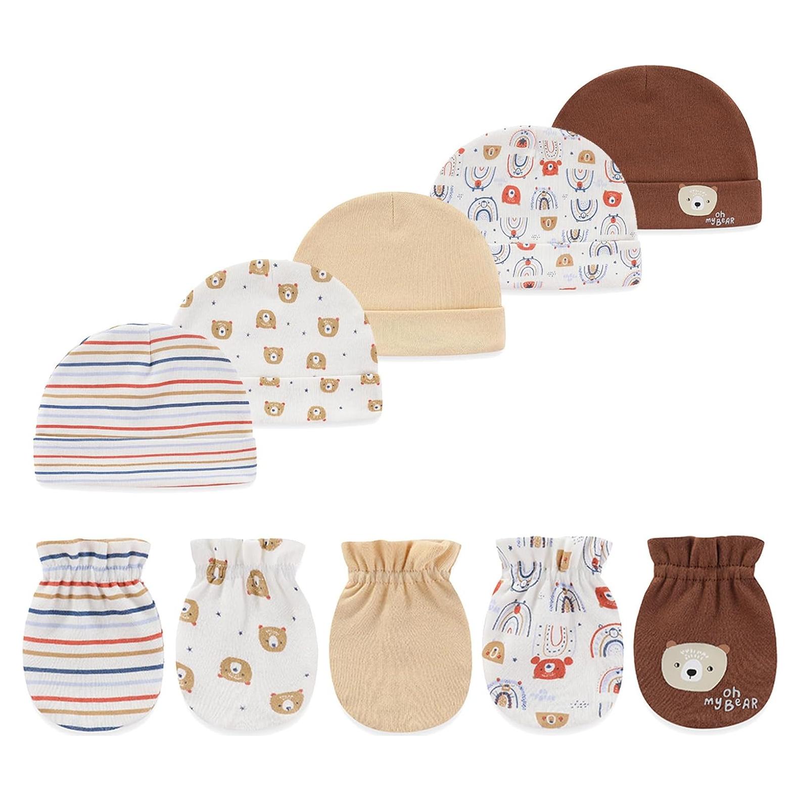 Conjunto Gorro y Manoplas Bebé Unisex 0-6 Meses Marrón