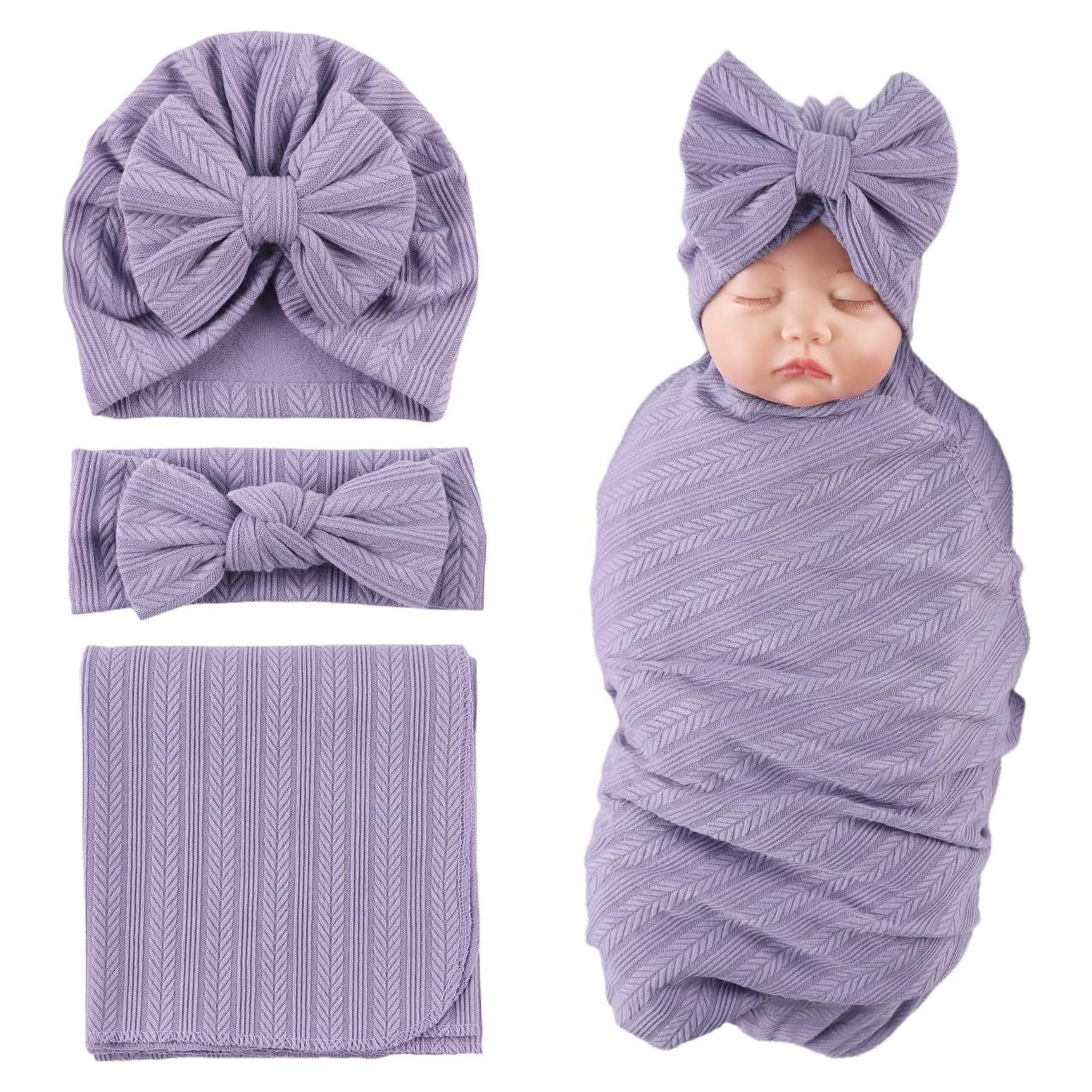 Conjunto de Manta de Recepción OMUKY para Recién Nacidos Púrpura