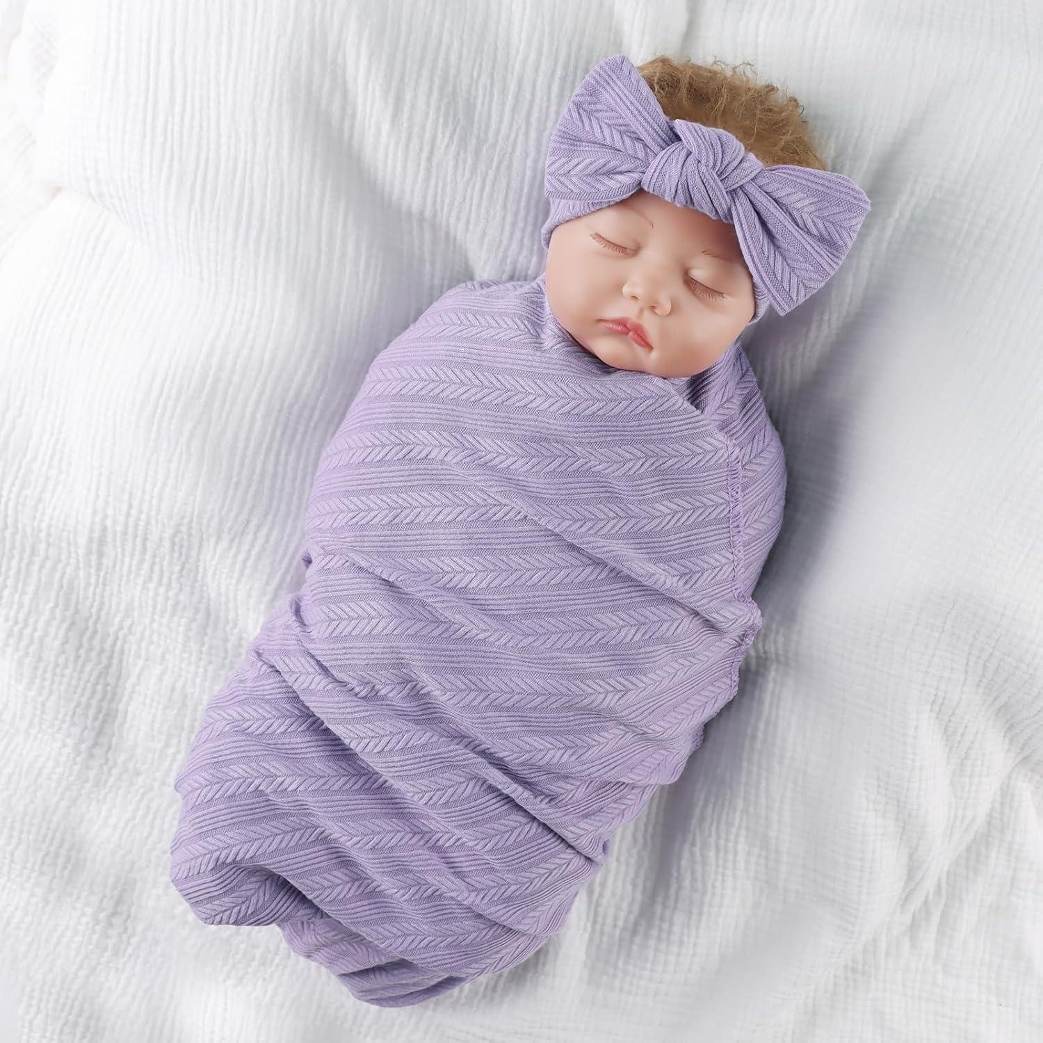 Conjunto de Manta de Recepción OMUKY para Recién Nacidos Púrpura