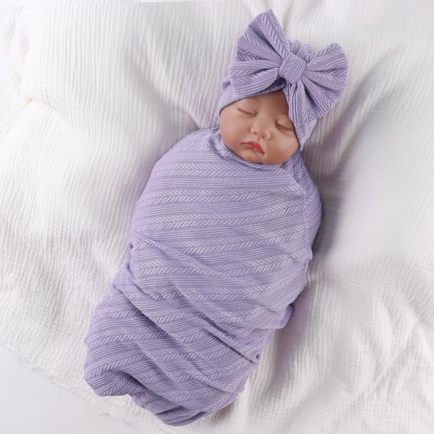 Conjunto de Manta de Recepción OMUKY para Recién Nacidos Púrpura