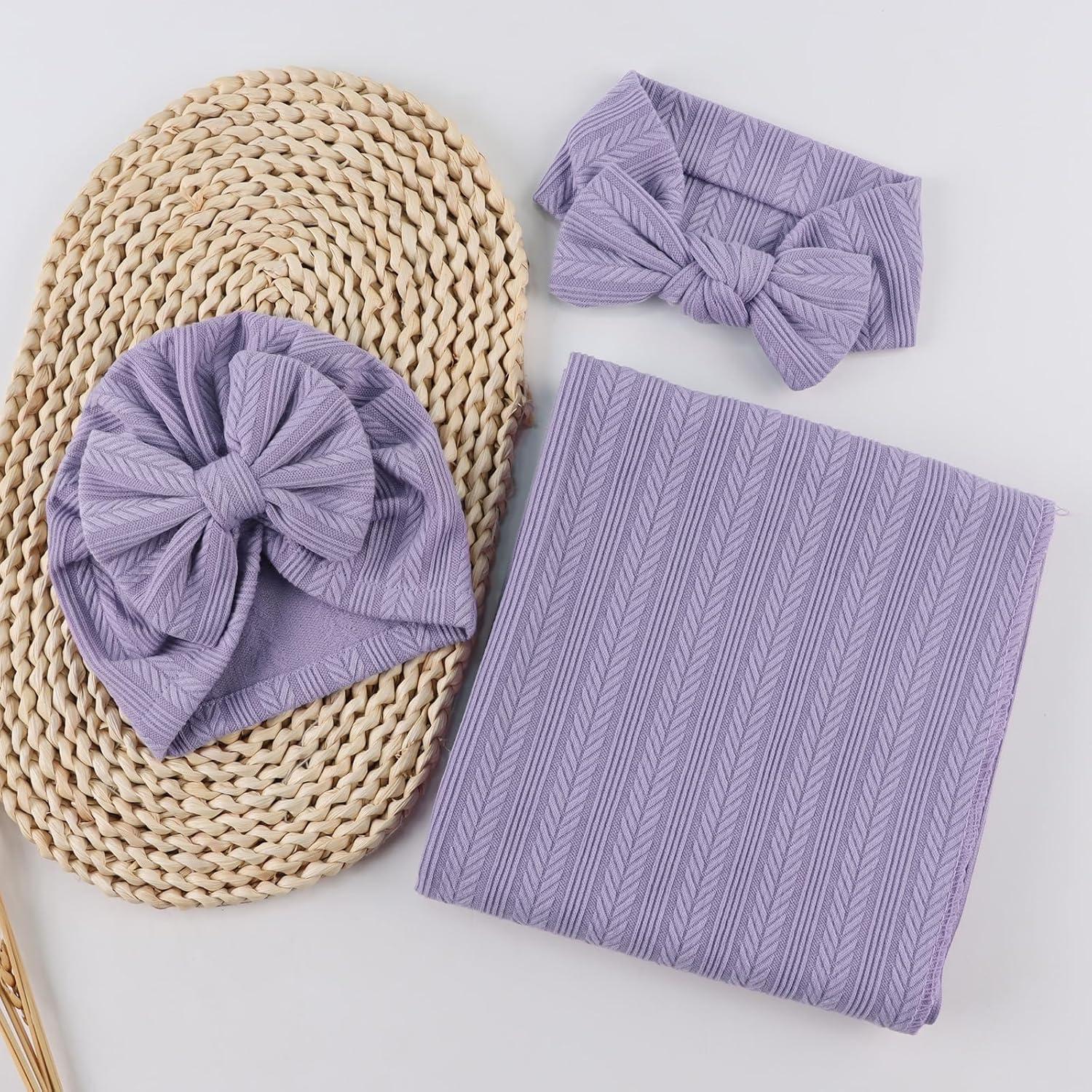 Conjunto de Manta de Recepción OMUKY para Recién Nacidos Púrpura