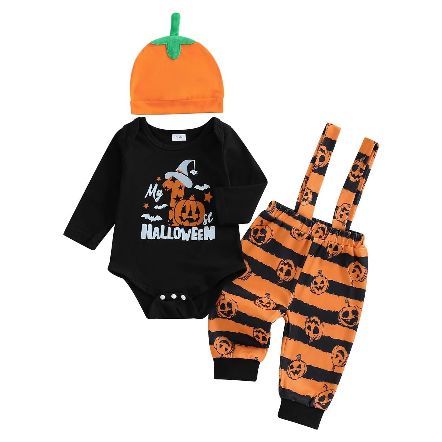 Conjunto Halloween Bebé Niño BemeyourBBs Monito Calabaza 3 Piezas