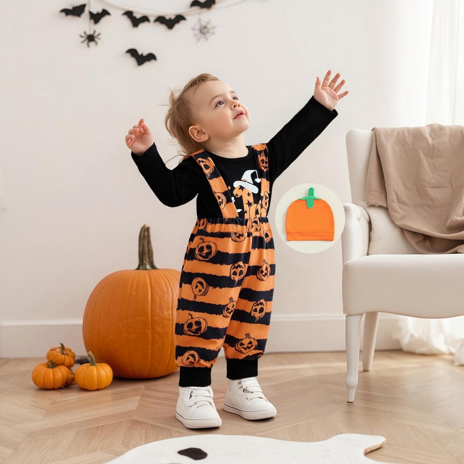 Conjunto Halloween Bebé Niño BemeyourBBs Monito Calabaza 3 Piezas