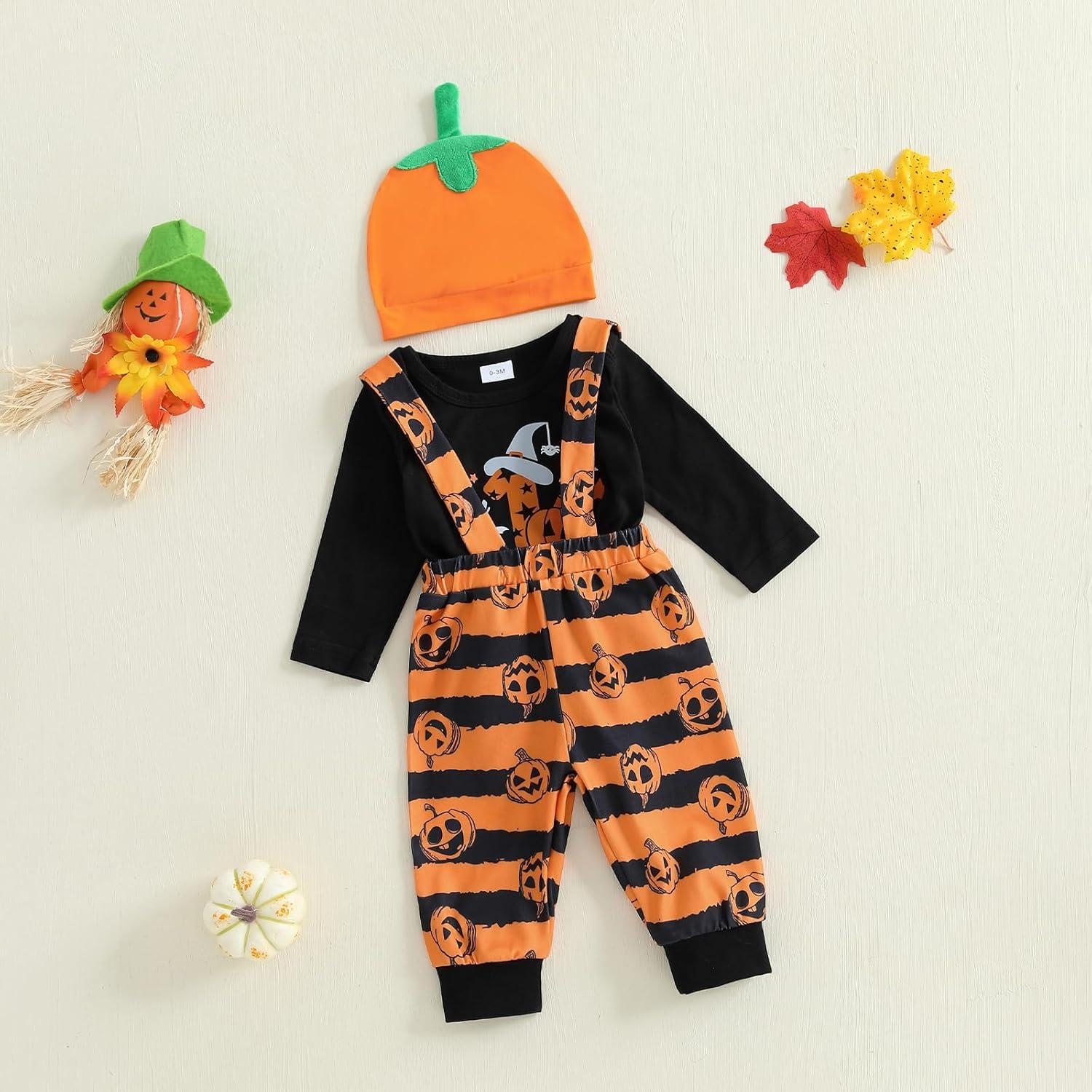 Conjunto Halloween Bebé Niño BemeyourBBs Monito Calabaza 3 Piezas