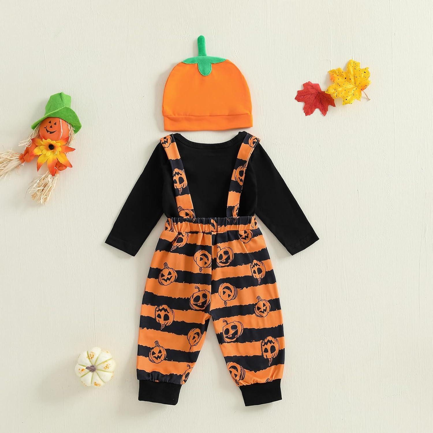 Conjunto Halloween Bebé Niño BemeyourBBs Monito Calabaza 3 Piezas