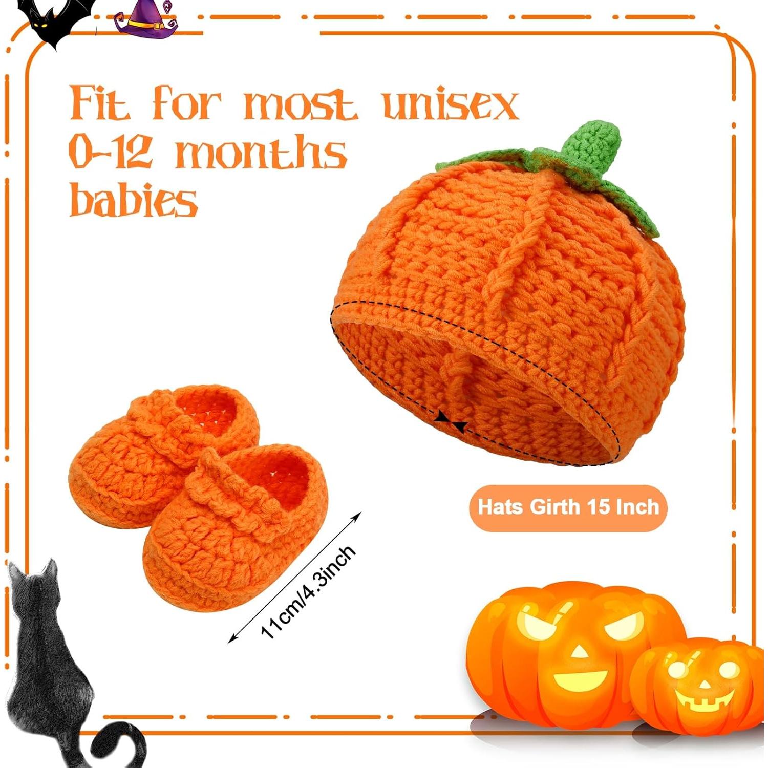 Conjunto Sombrero y Botines Calabaza XINRUI Bebés 0-12 Meses