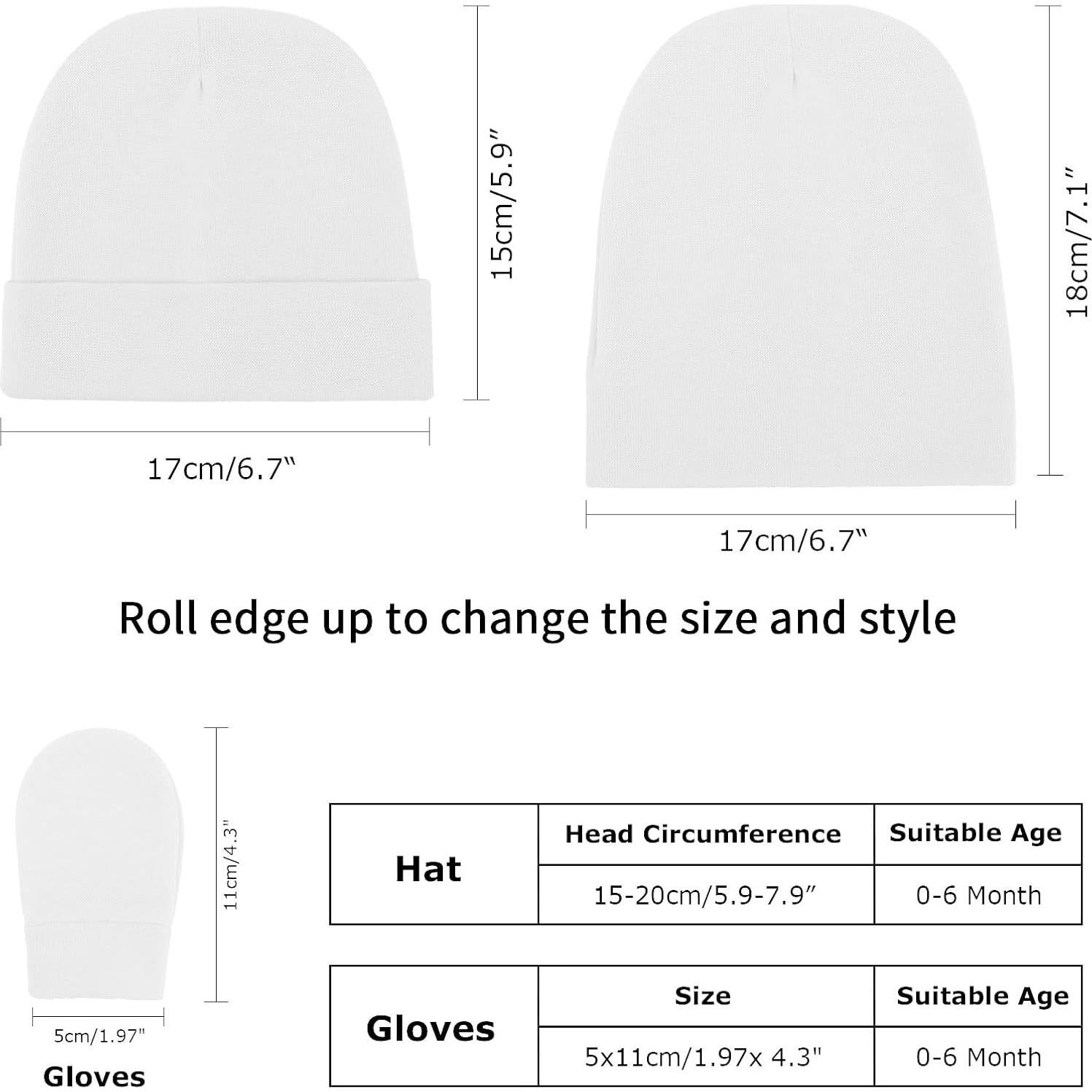 Conjunto de Gorro Beanie y Manoplas AQOKKA para Bebés 0-6 Meses
