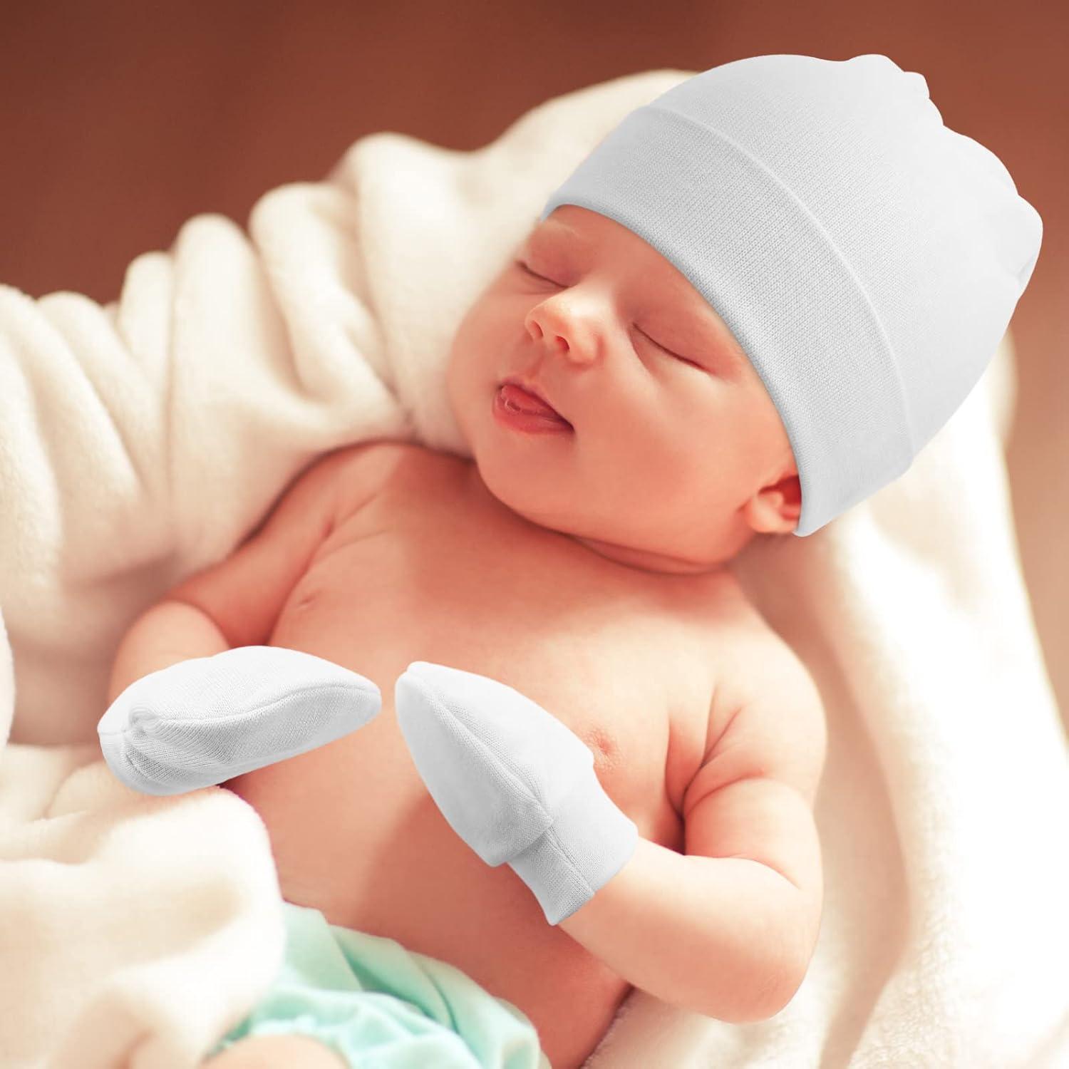 Conjunto de Gorro Beanie y Manoplas AQOKKA para Bebés 0-6 Meses