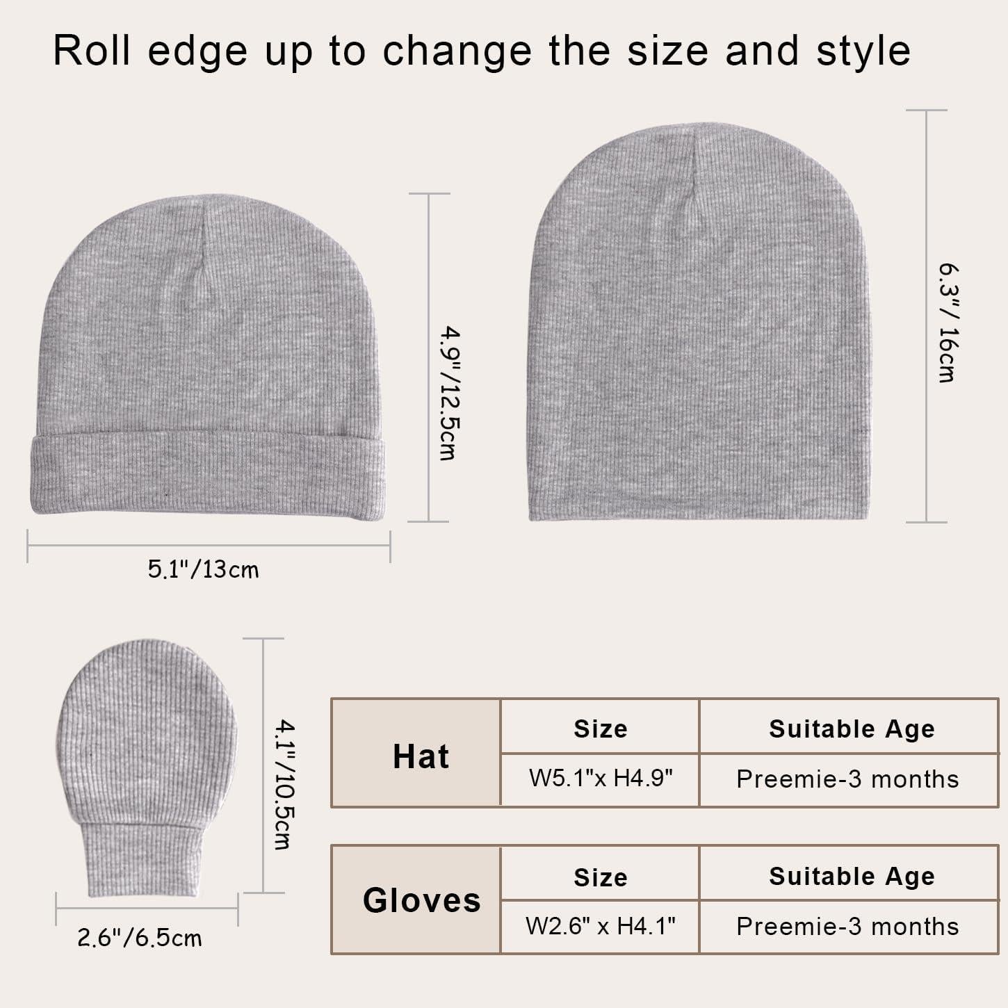 Conjunto de Gorro y Manoplas AQOKKA Bebés 0-3 Meses