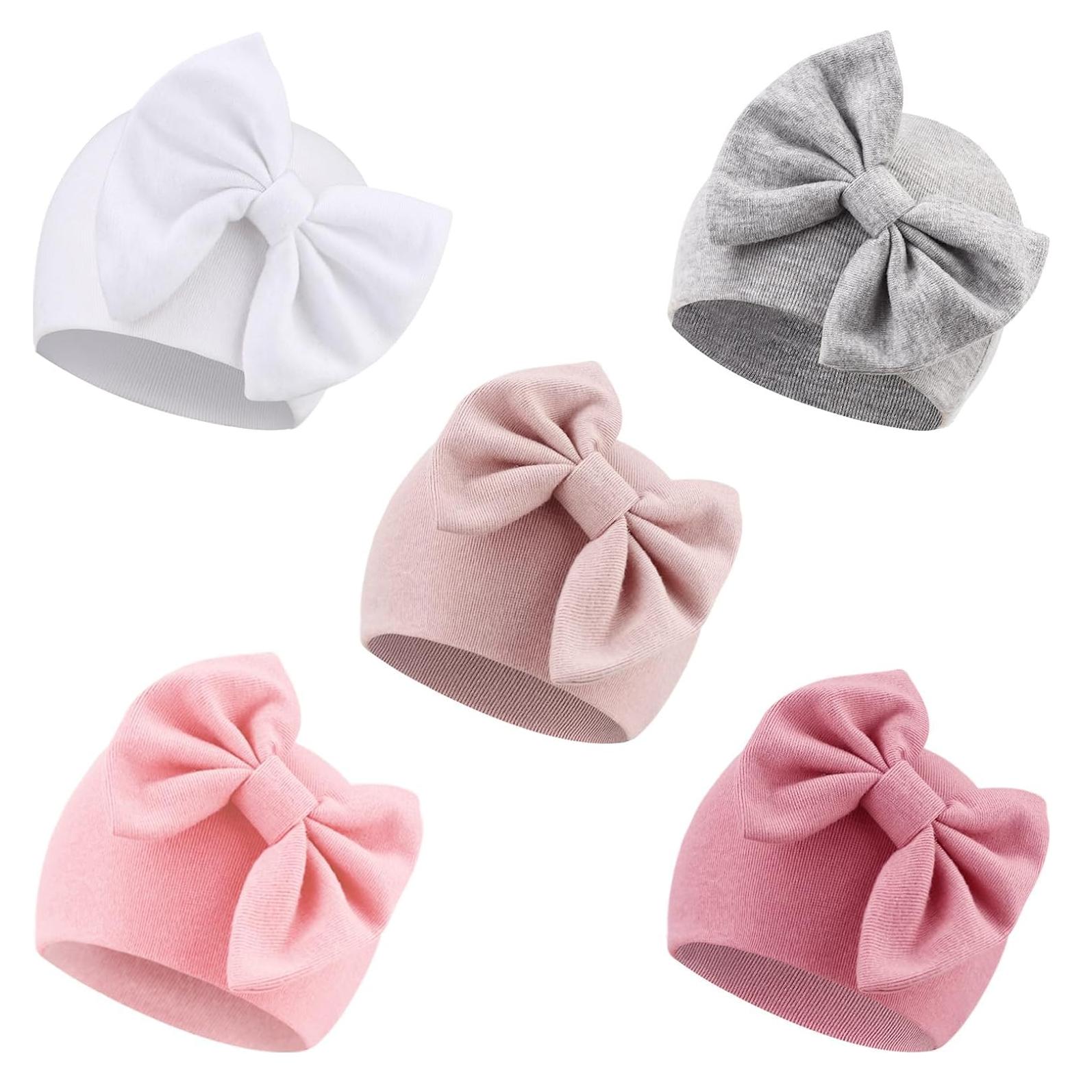 Gorras para Bebés BQUBO con Lazo Algodón 0-6 Meses Pack 5