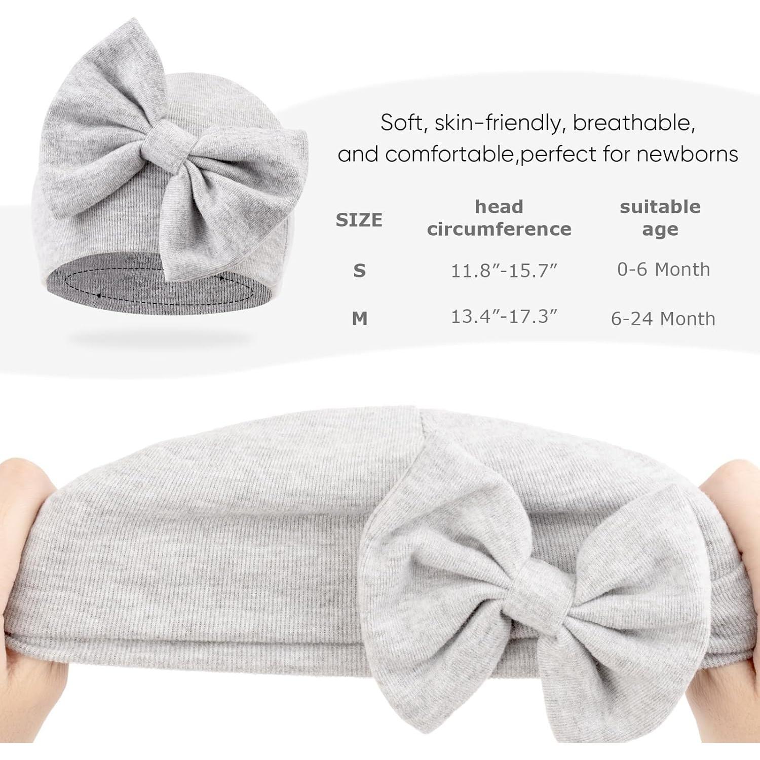 Gorras para Bebés BQUBO con Lazo Algodón 0-6 Meses Pack 5