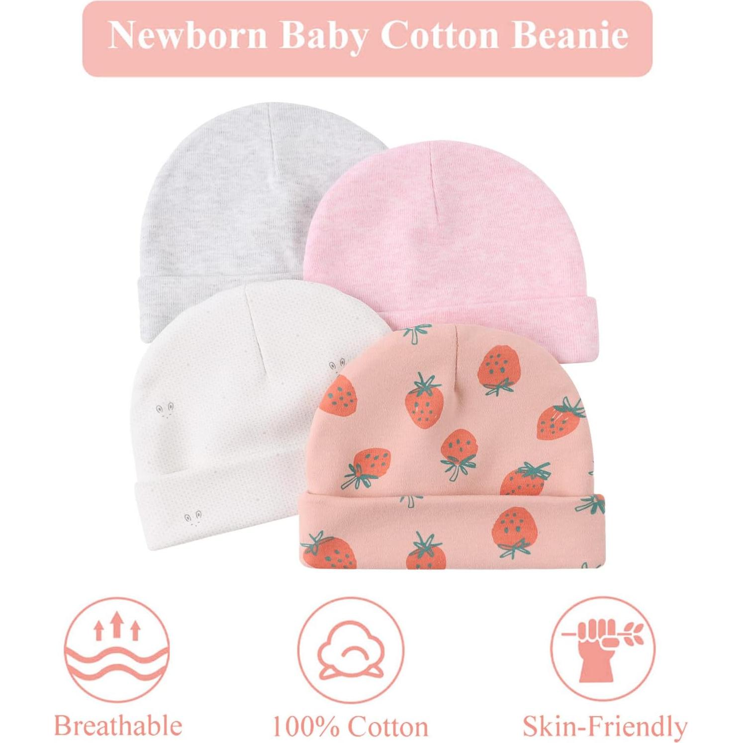 Gorro de hospital Zsedrut para recién nacidos - Algodón suave 6 piezas