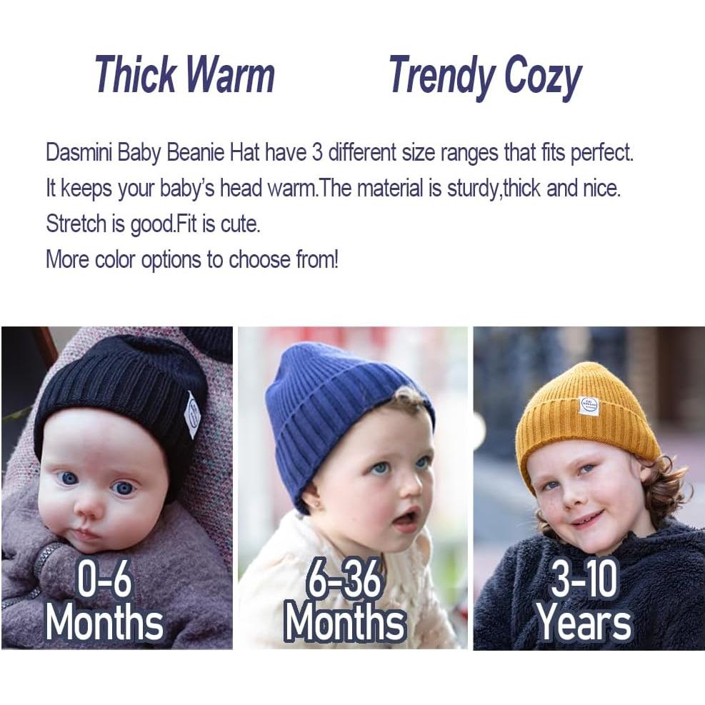 Gorro de invierno Beanie para bebés Dasmini - 0-6 meses, Negro