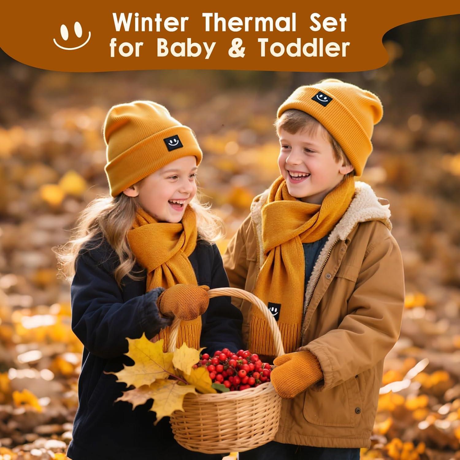 Conjunto de gorro, mitones y bufanda para bebés - Térmico